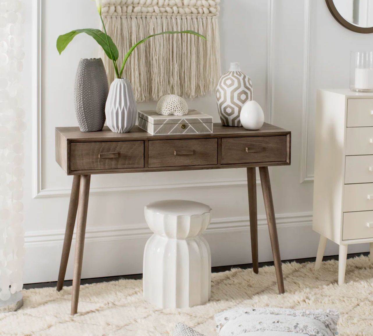 Modern Brycon Mid-Century Console Table with 3 Drawers
