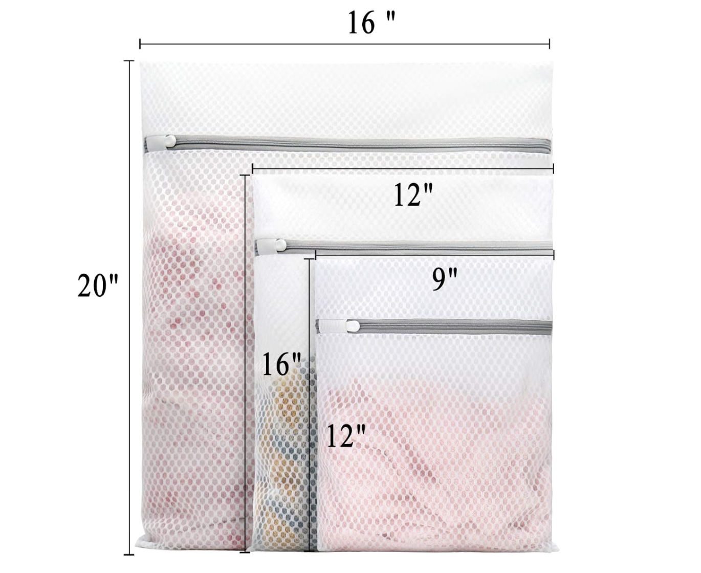3Pcs Honeycomb Mesh Laundry Bags 