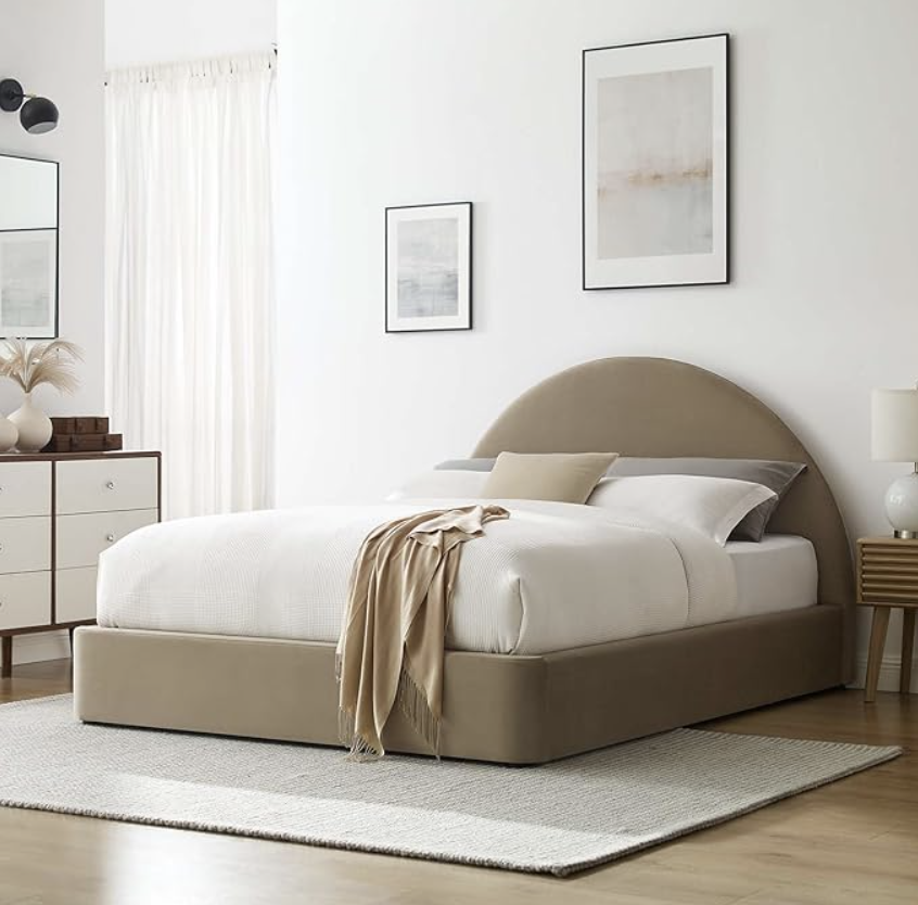 Velvet Arched Round Platform Bed