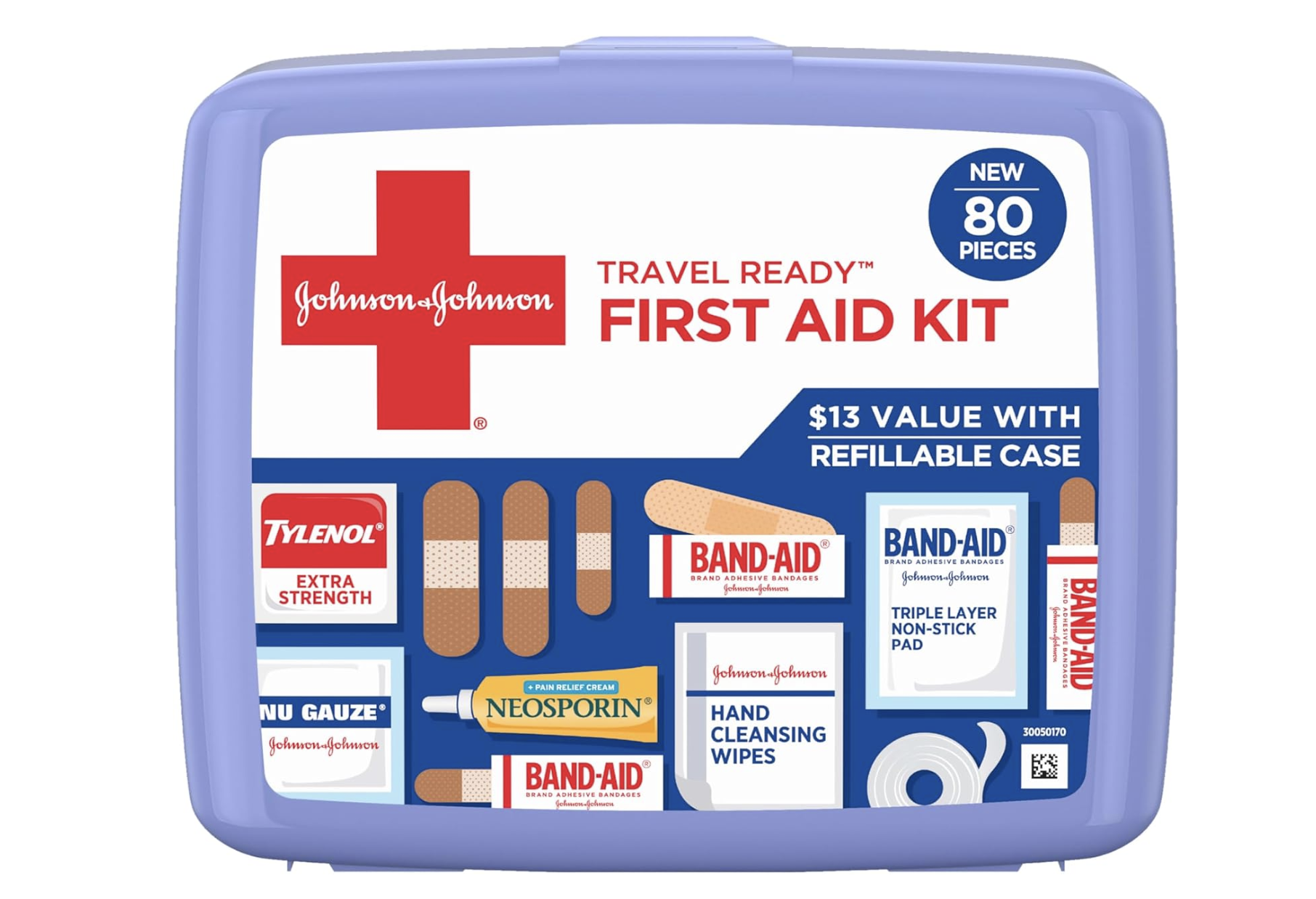 BAND-AID Brand Travel Ready Portable First Aid Kit (80 Piece)