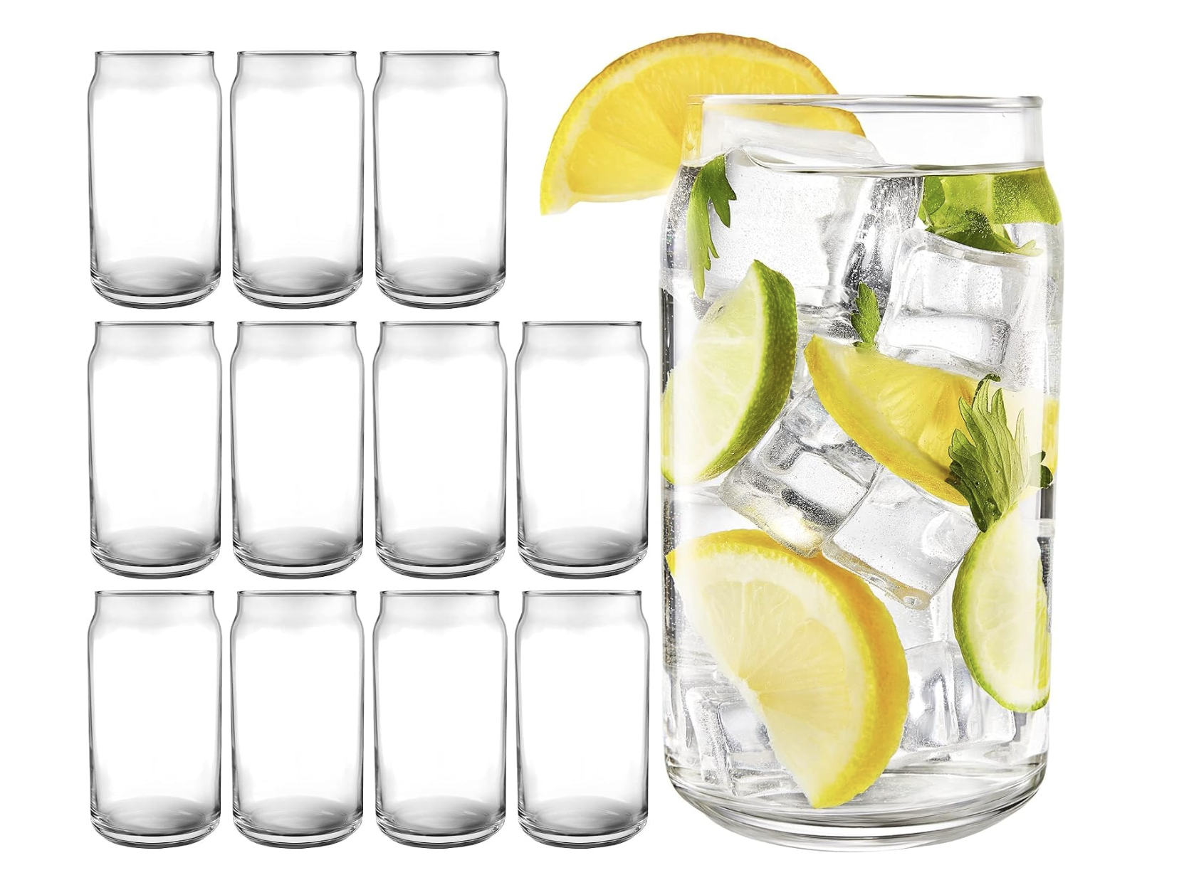 16 oz Can Shaped Glass Cups (12 Pack)
