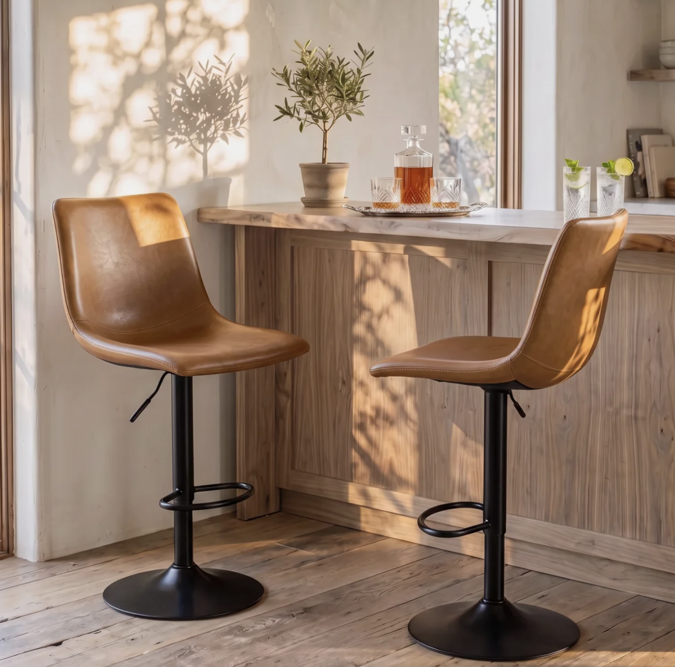 Swivel Faux Leather Adjustable Stool