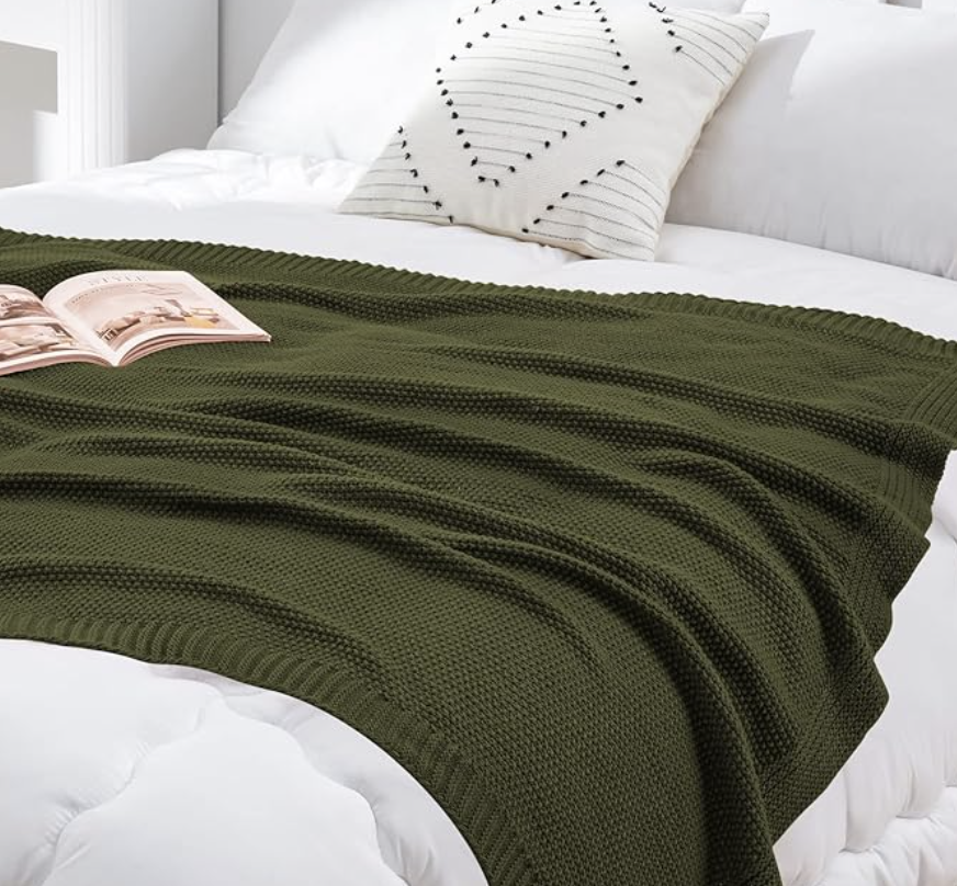 Olive Green Throw Blanket