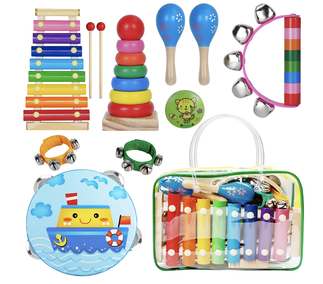 Wooden Musical Instruments Set