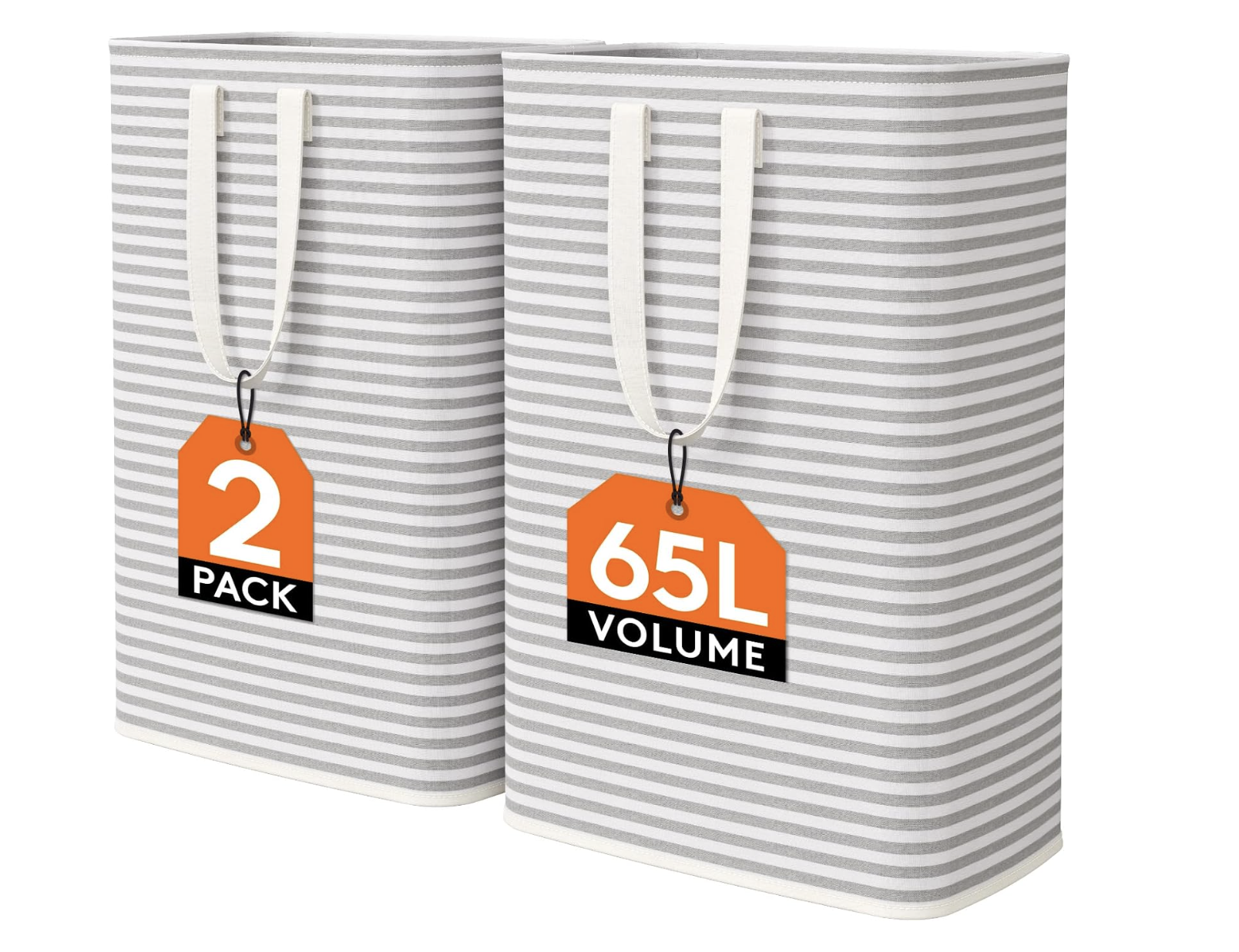 65L Large Laundry Baskets (2 Pack)