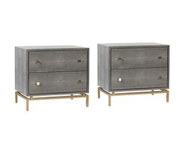 Textured Gray 2-Drawer Nightstands Set of 2
