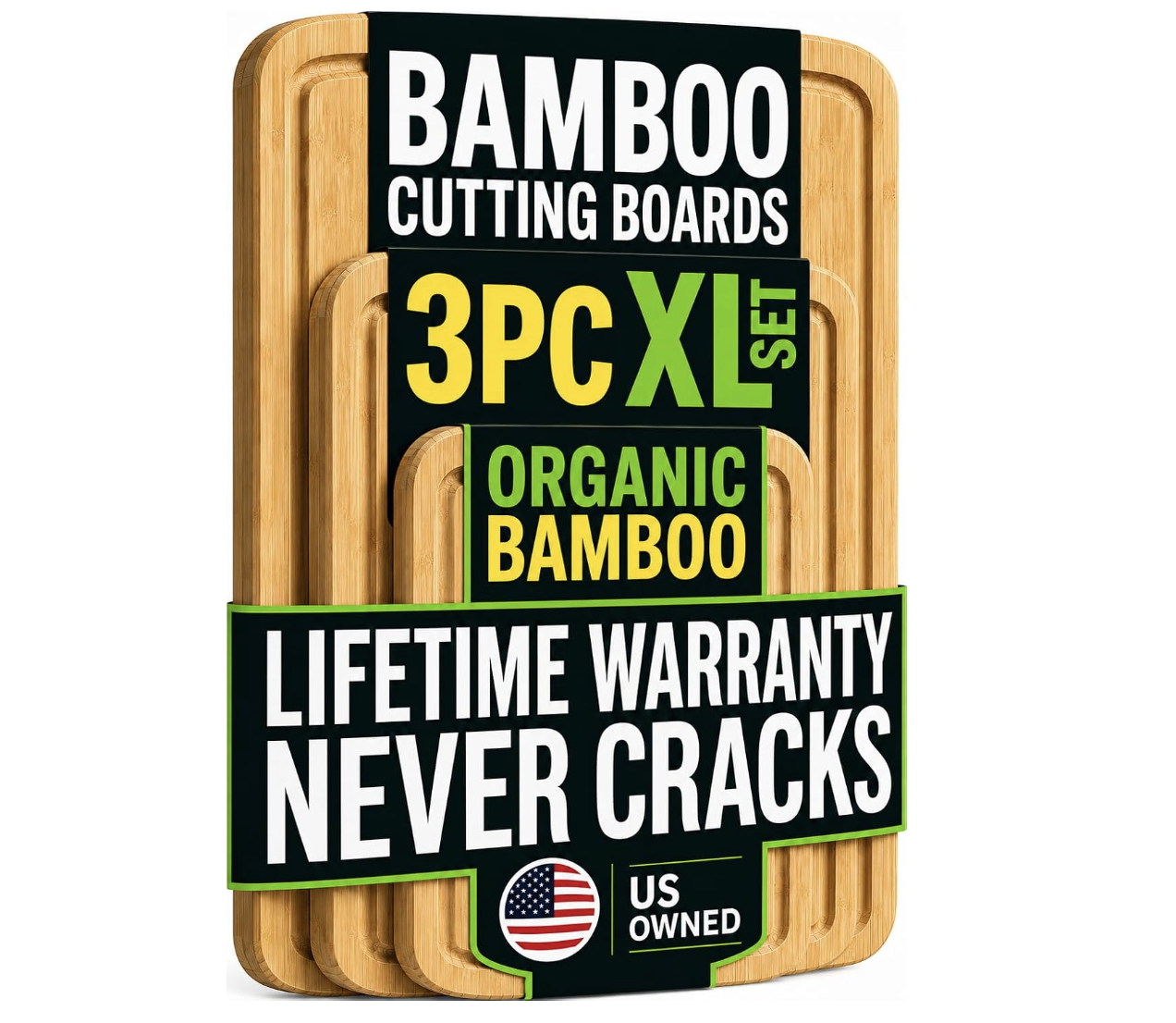 Greener Chef Luxury Wood Cutting Board 3-Piece Set
