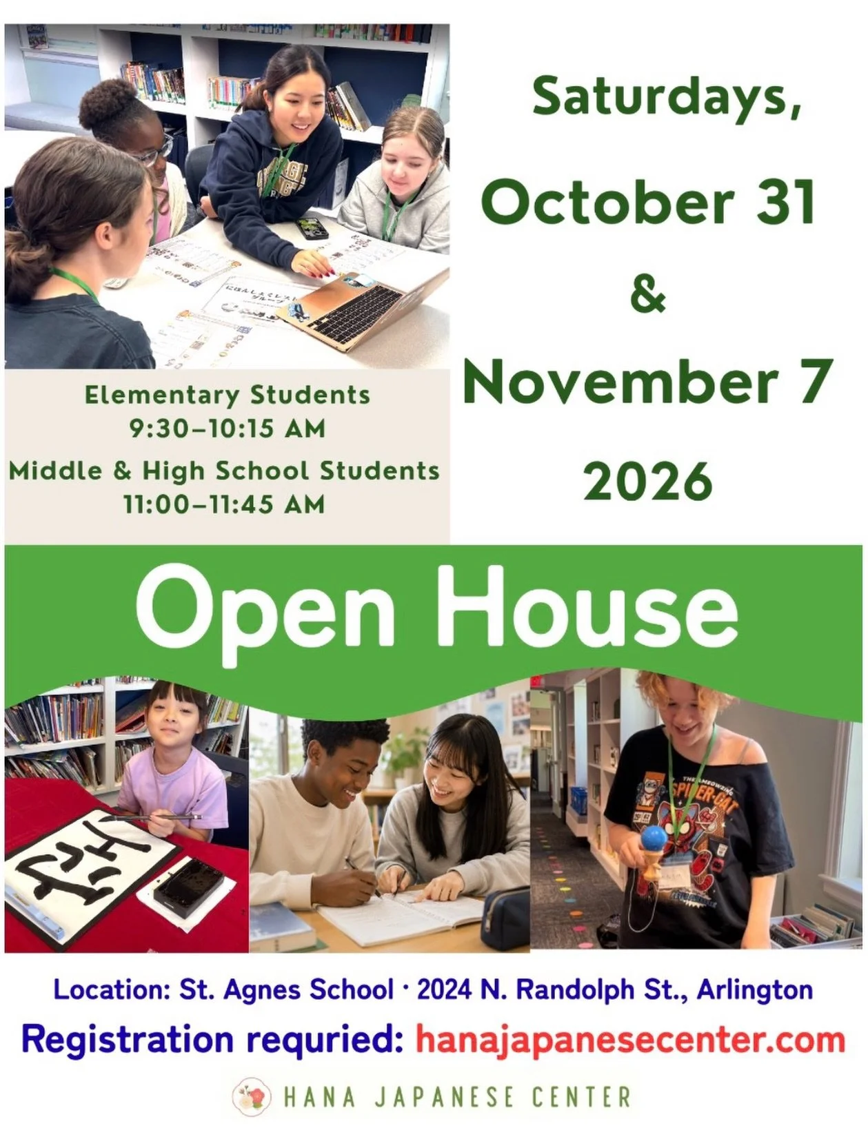 ❄️ Our Winter Term Open Houses are coming up!

Join us on Saturday, October 31 or Saturday, November 7 at St. Agnes School in Arlington!

Registration is now open on our website.
👉 Visit the link in our bio to register!

#studyjapanese #studyjapanes