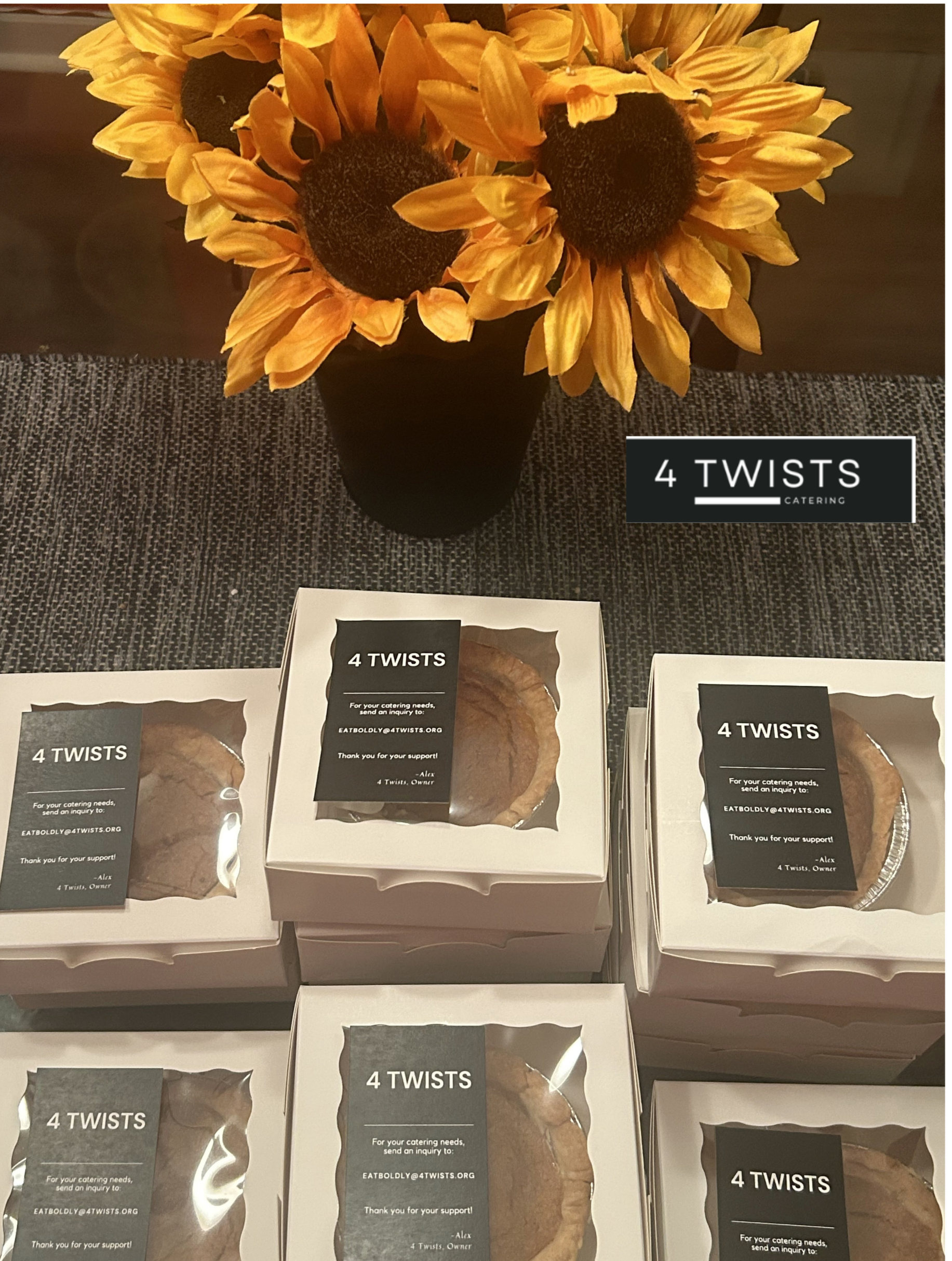 4 TWISTS mini sweet potato pies in branded boxes — Atlanta