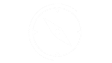 A black and white illustration of a compass with a needle pointing northeast.