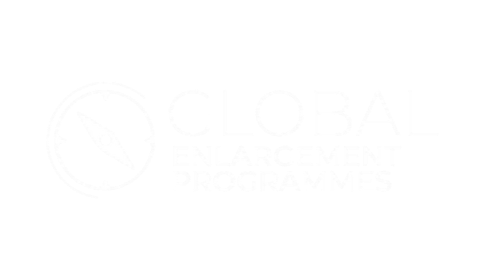 Logo of Global Enlargement Programmes with a compass icon on a black background.