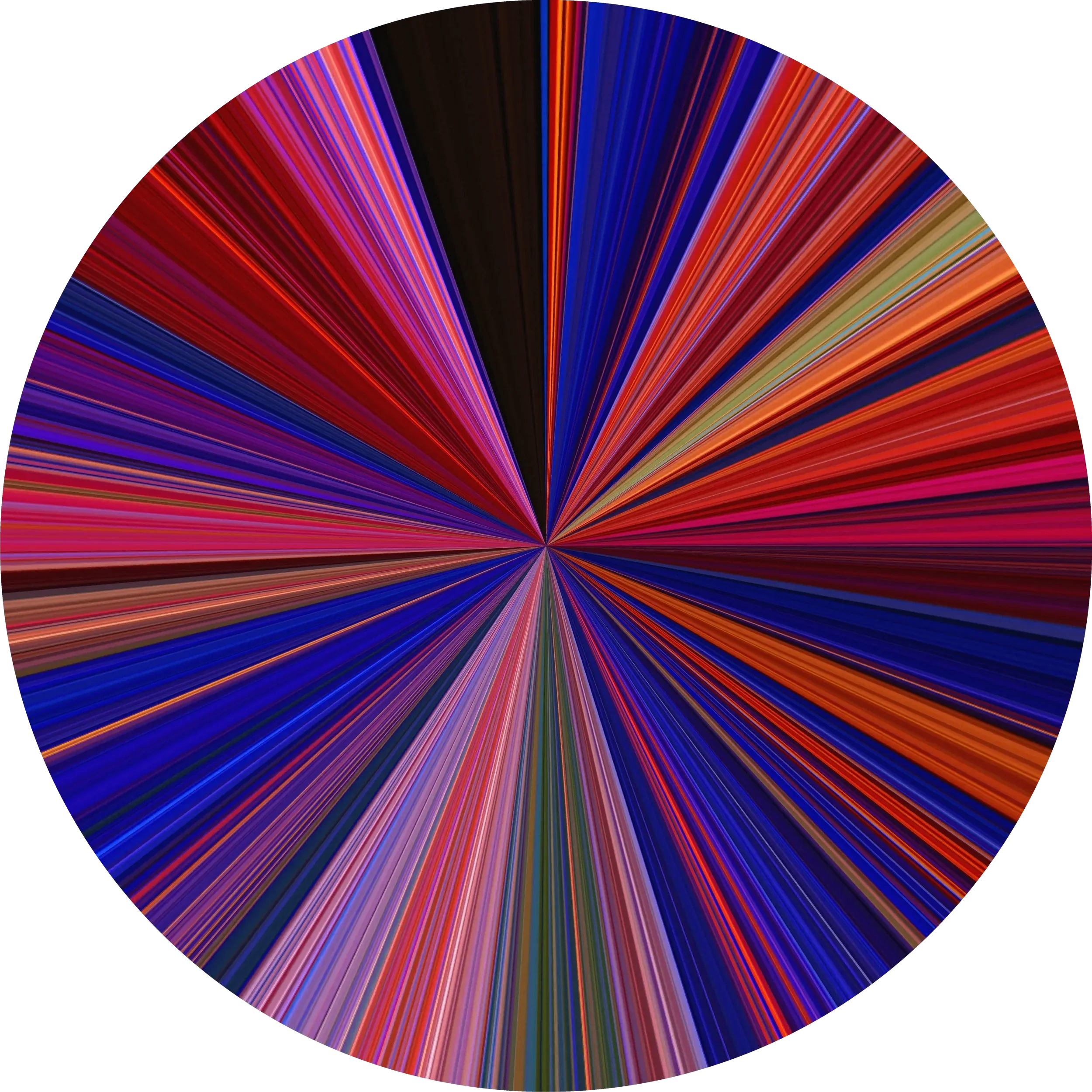 Colorful radial pattern with vibrant lines extending outward from the center, resembling a starburst or explosion of colors.