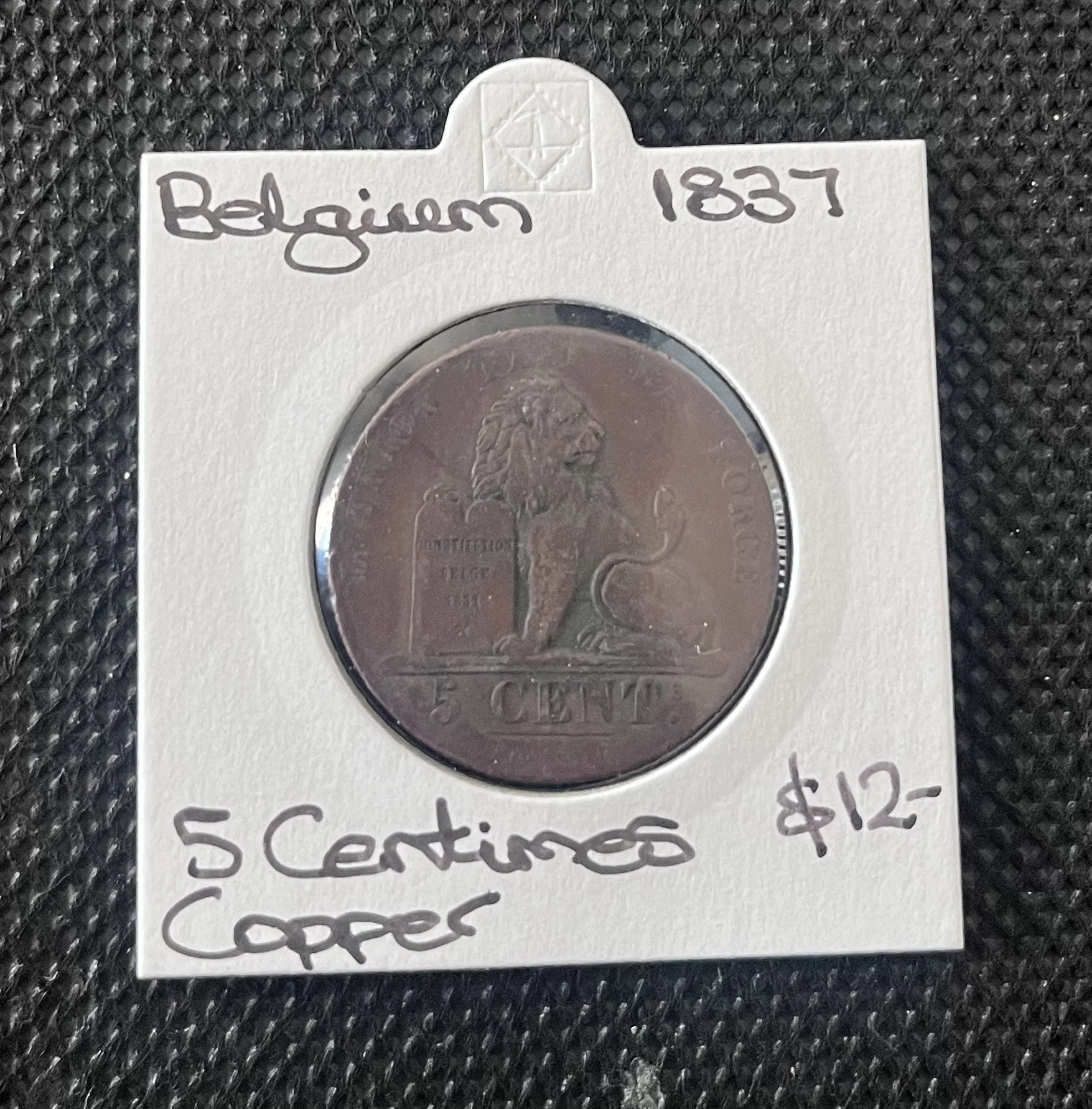 Belgium 1837 5 Centimes copper