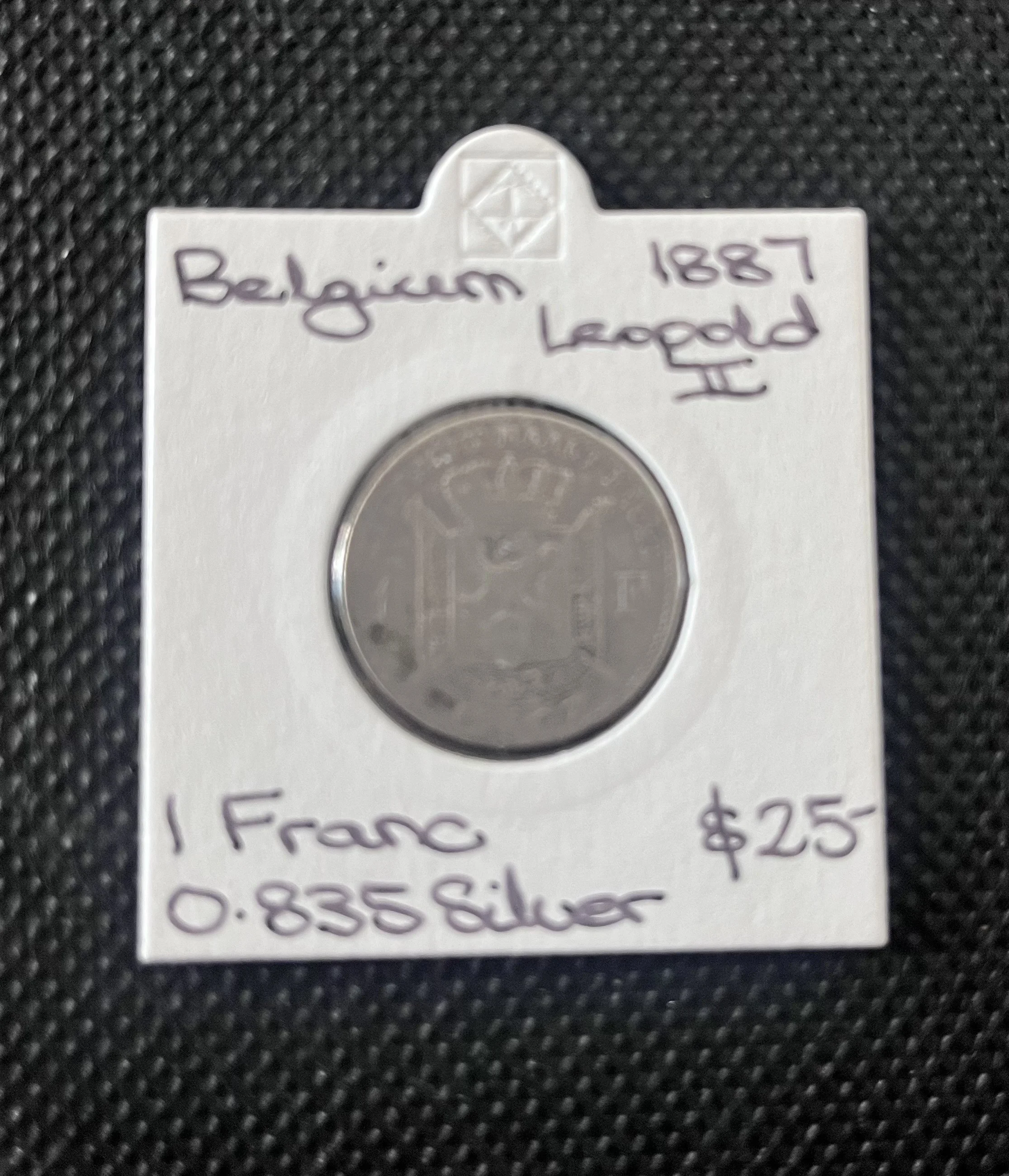 Belgium 1887 1 Franc 0.835 Silver