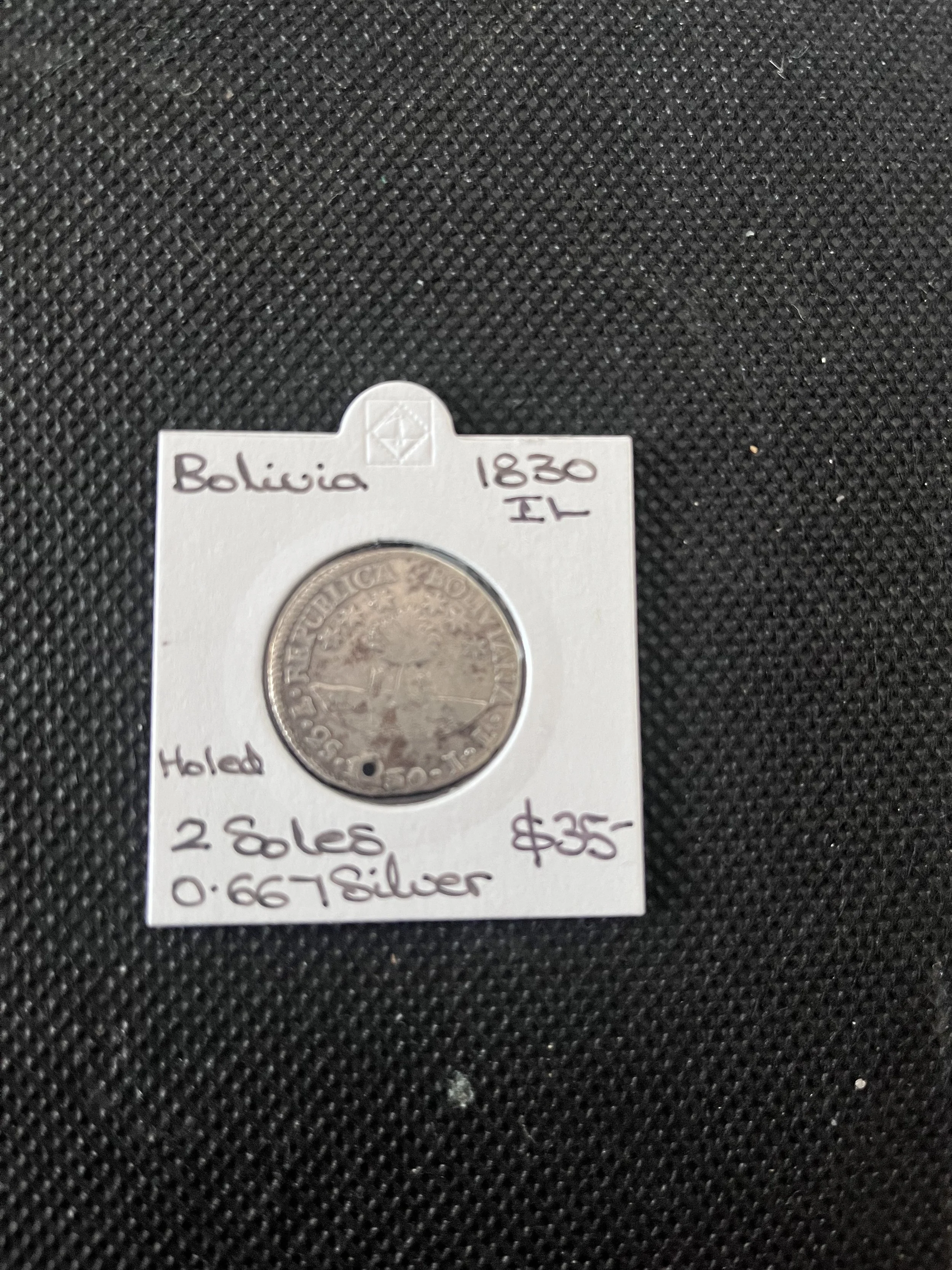 Bolivia 1830 2 Soles 0.667 Silver