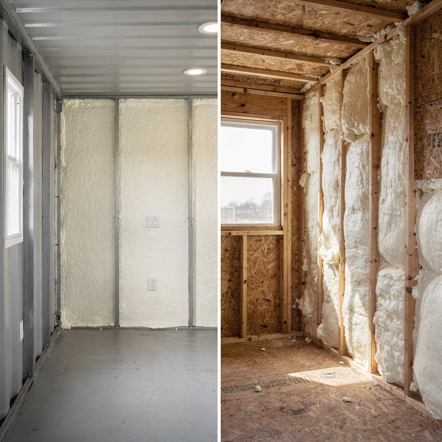 Comparison of insulation and interior comfort in a container office versus a shed office