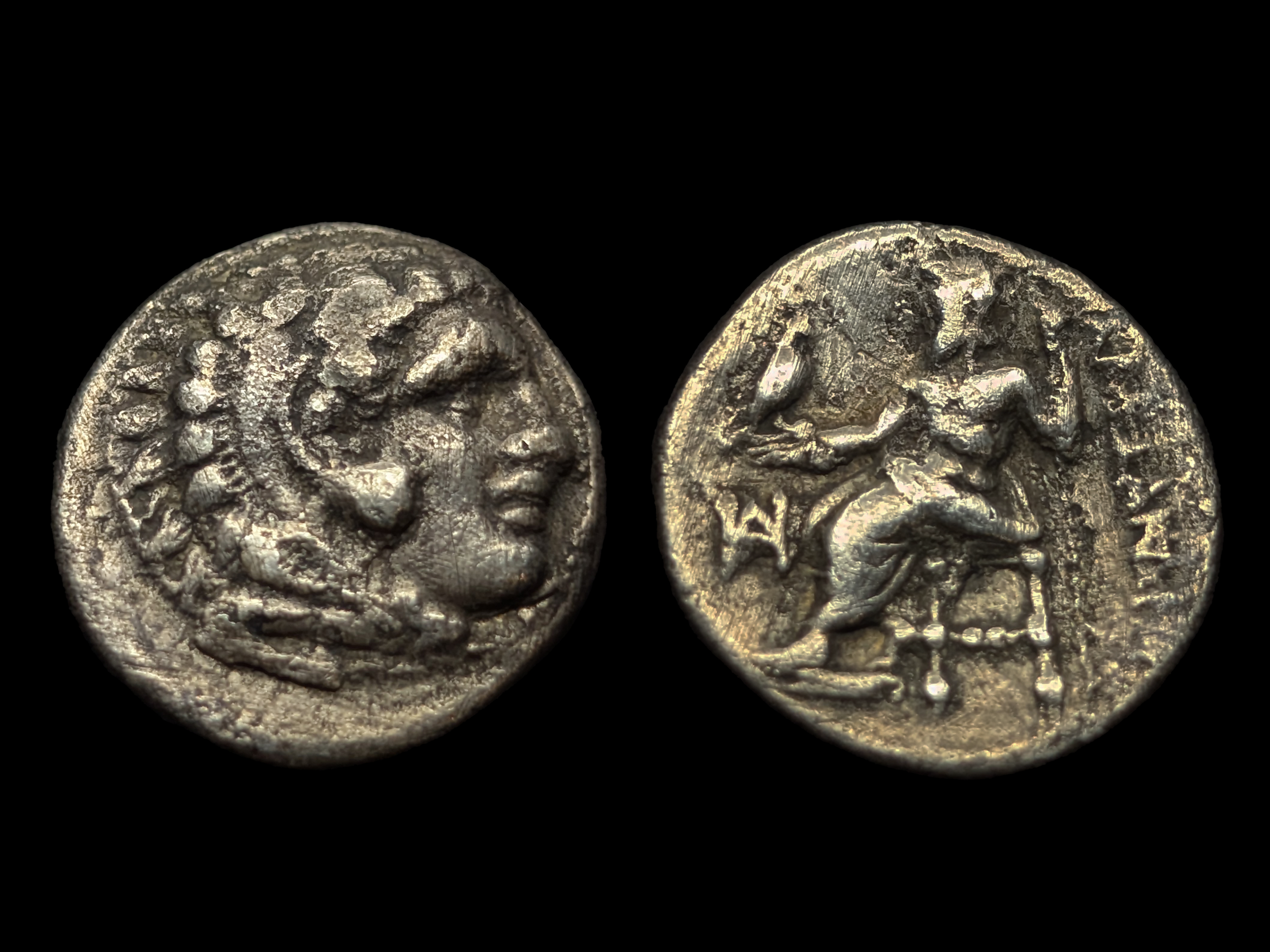 Alexander III 'The Great' AR Lifetime Drachm Miletos ΔH c.325-323 BC - VF