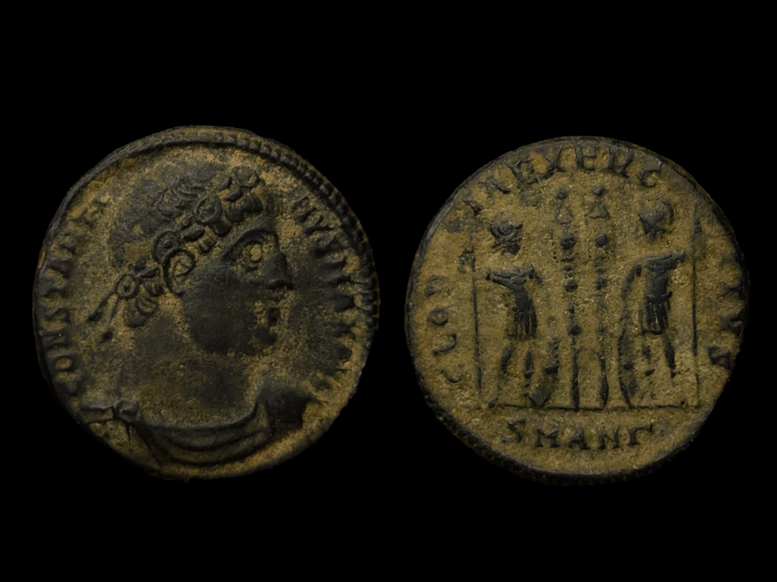 Constantine I The Great AE Follis Antioch GLORIA EXERCITVS mm. SMANΓ 335 AD - VF