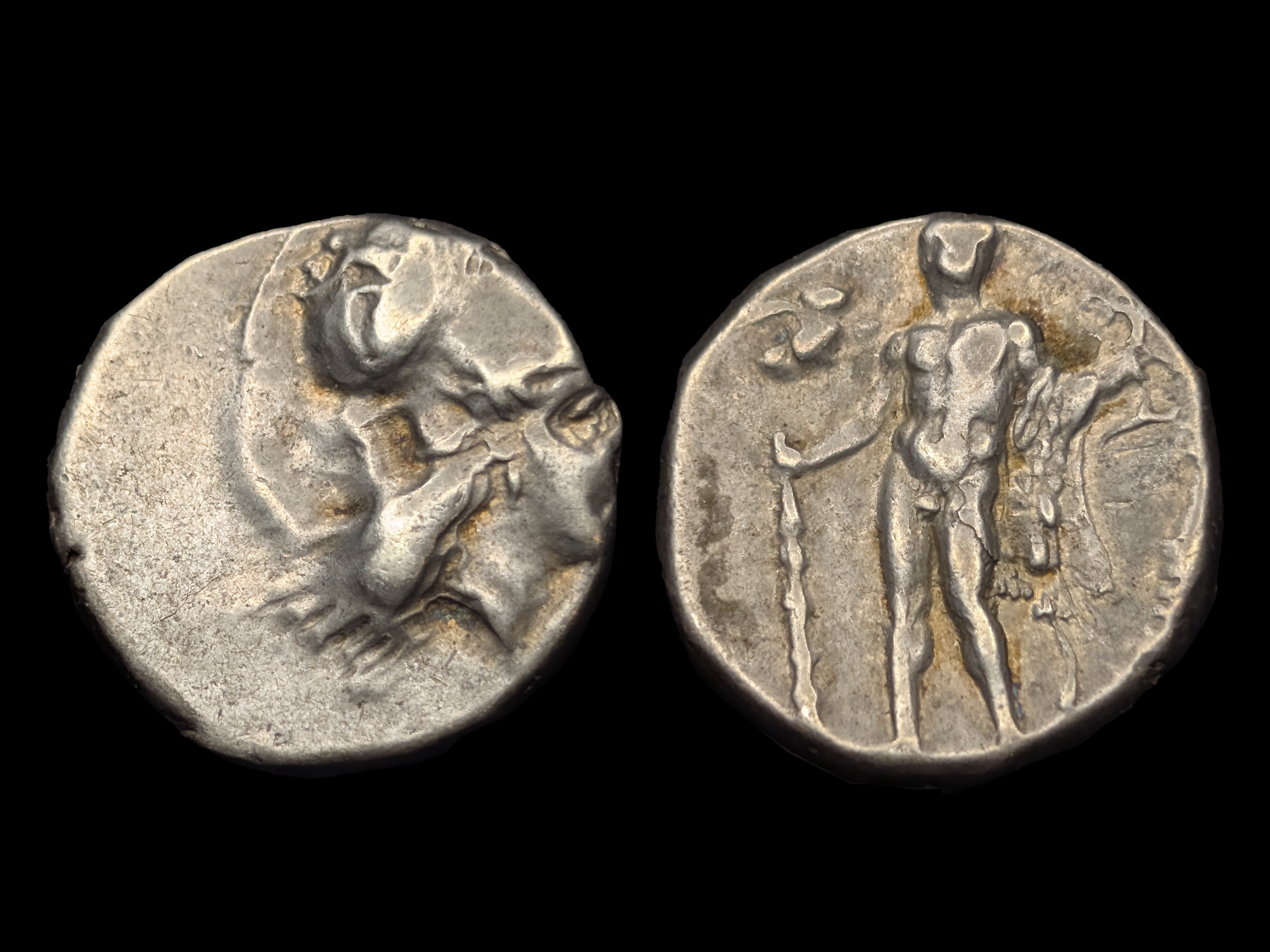 Herakleia Lucania AR Nomos Athena right / Herakles standing c. 281-78 BC - VF