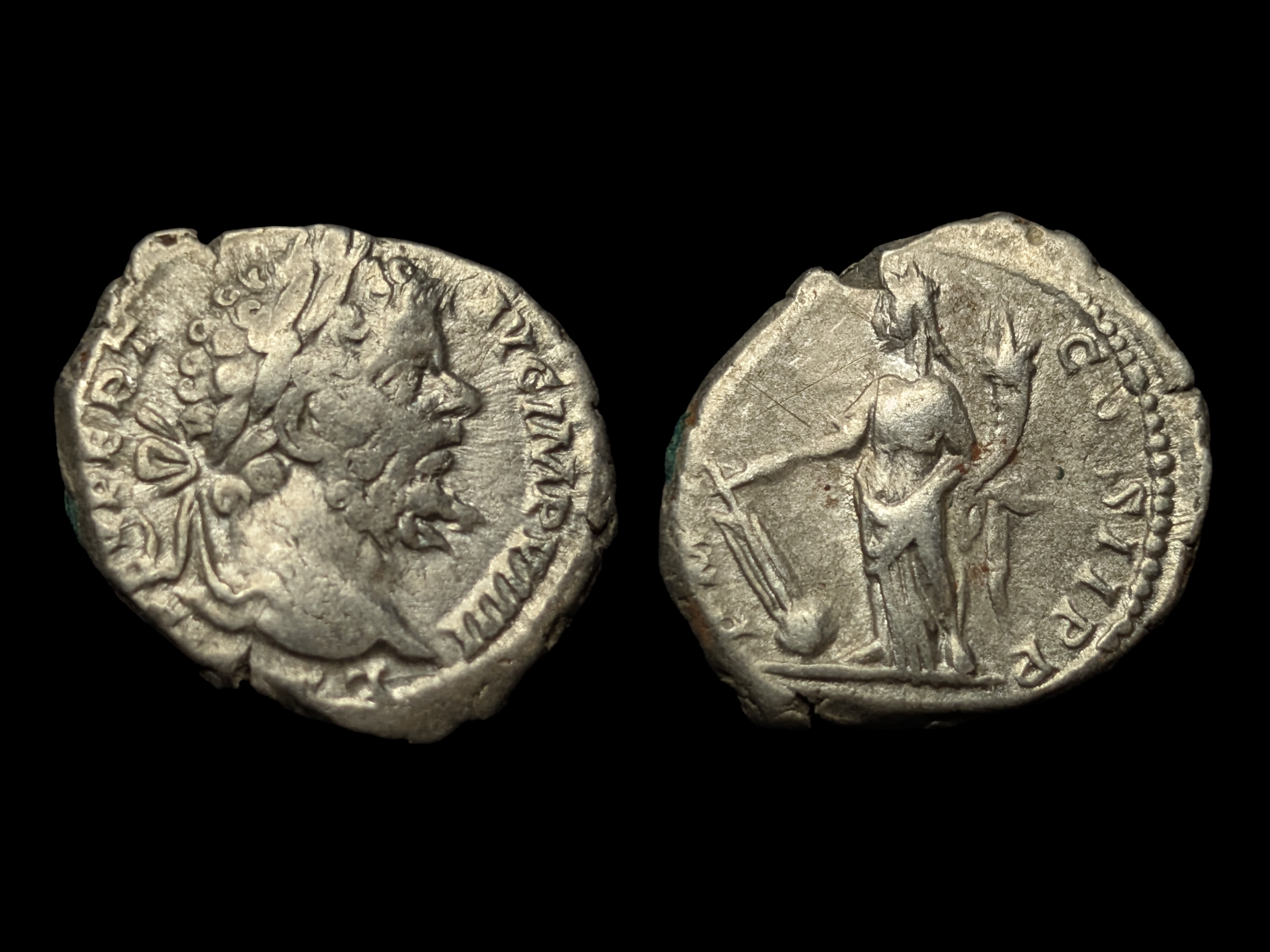 Septimius Severus AR Denarius Fortuna standing left 195-196 AD - VF