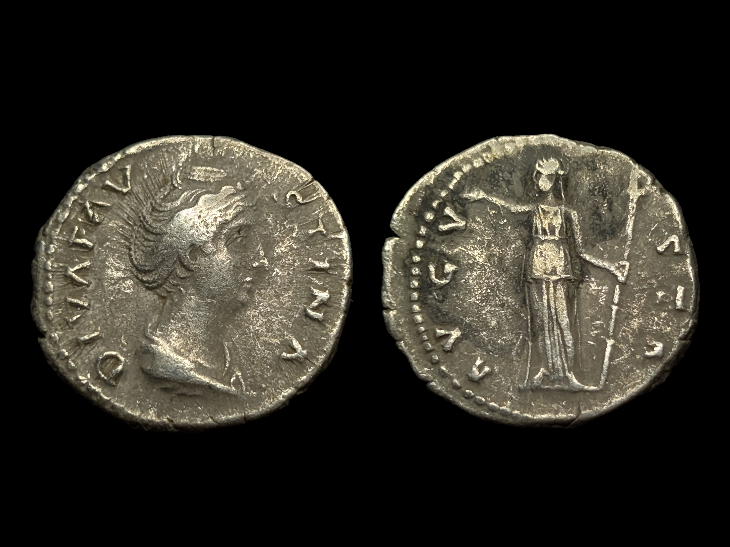 Diva Faustina I AR Denarius Ceres Standing Right 138-141 AD - VF