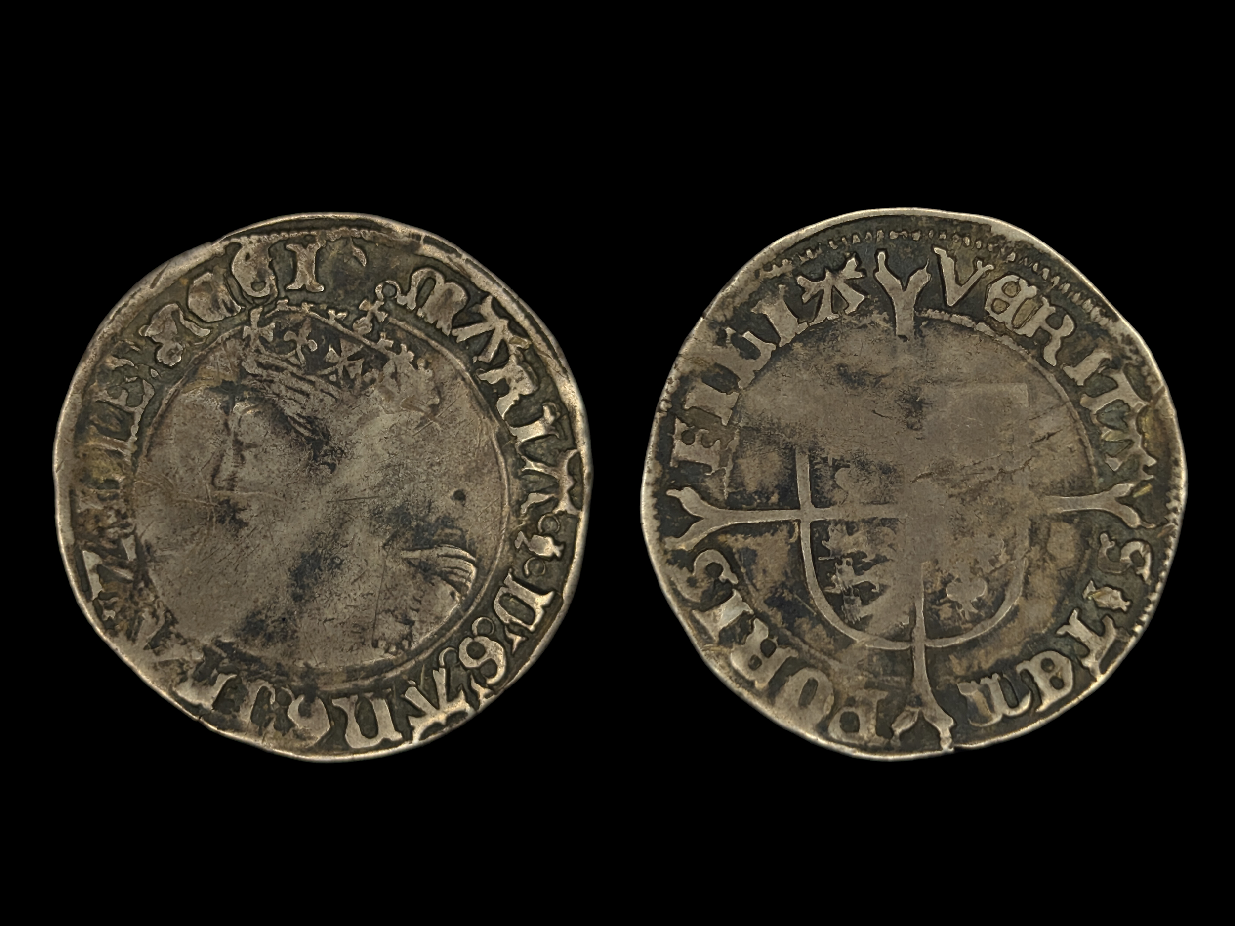 Mary I Silver Groat mm. Pomegranate 1553-4 - aF - Very Scarce