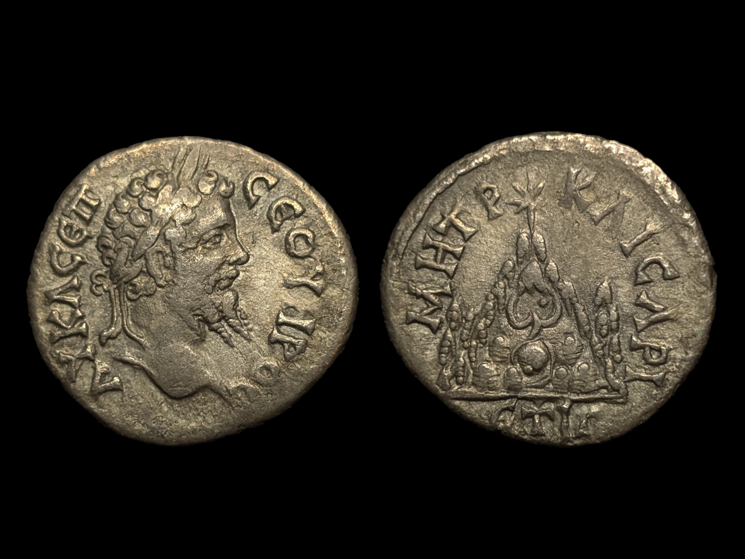 Septimius Severus AR Drachm Cappadocia Caesarea AD 205 - agVF - Rare Variant