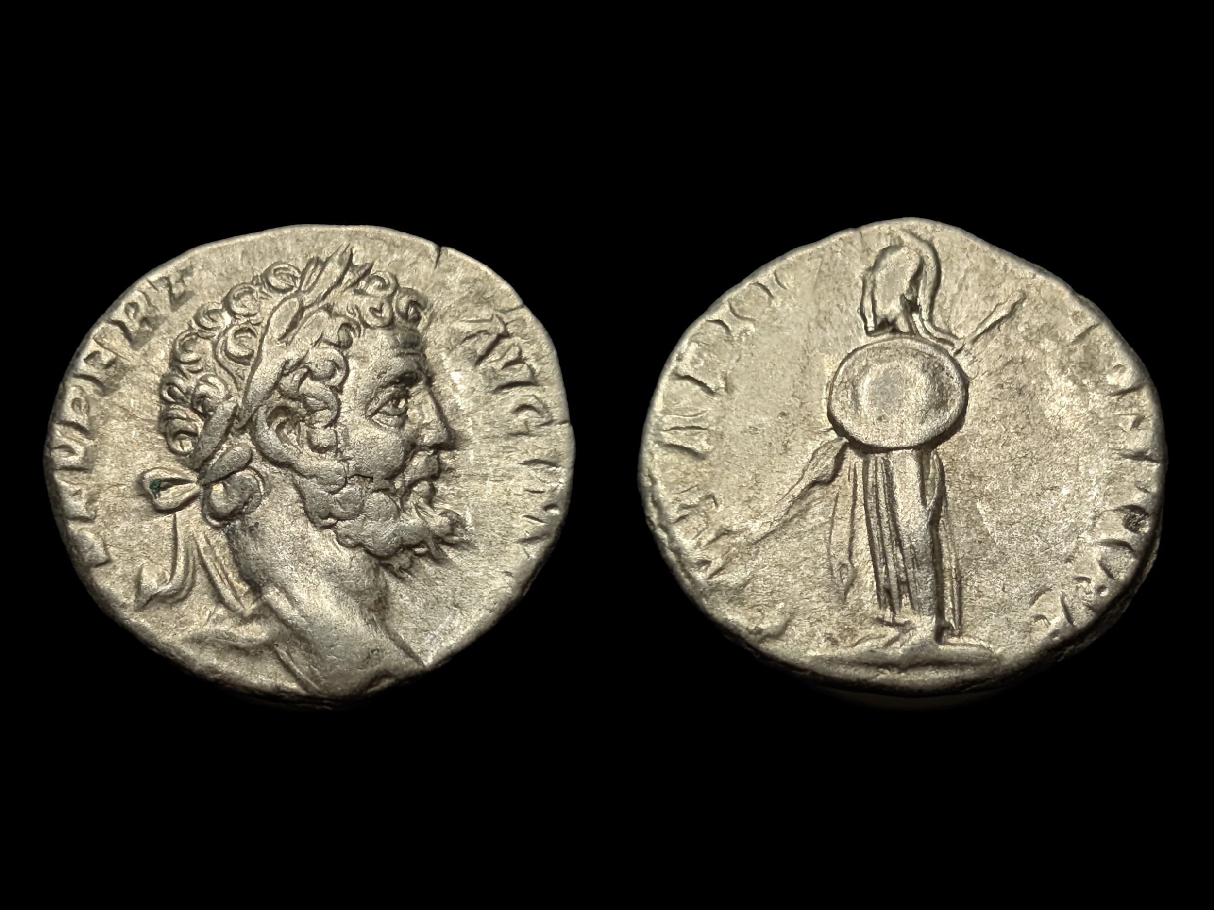 Septimius Severus AR Denarius Minerva standing left 195 AD - VF