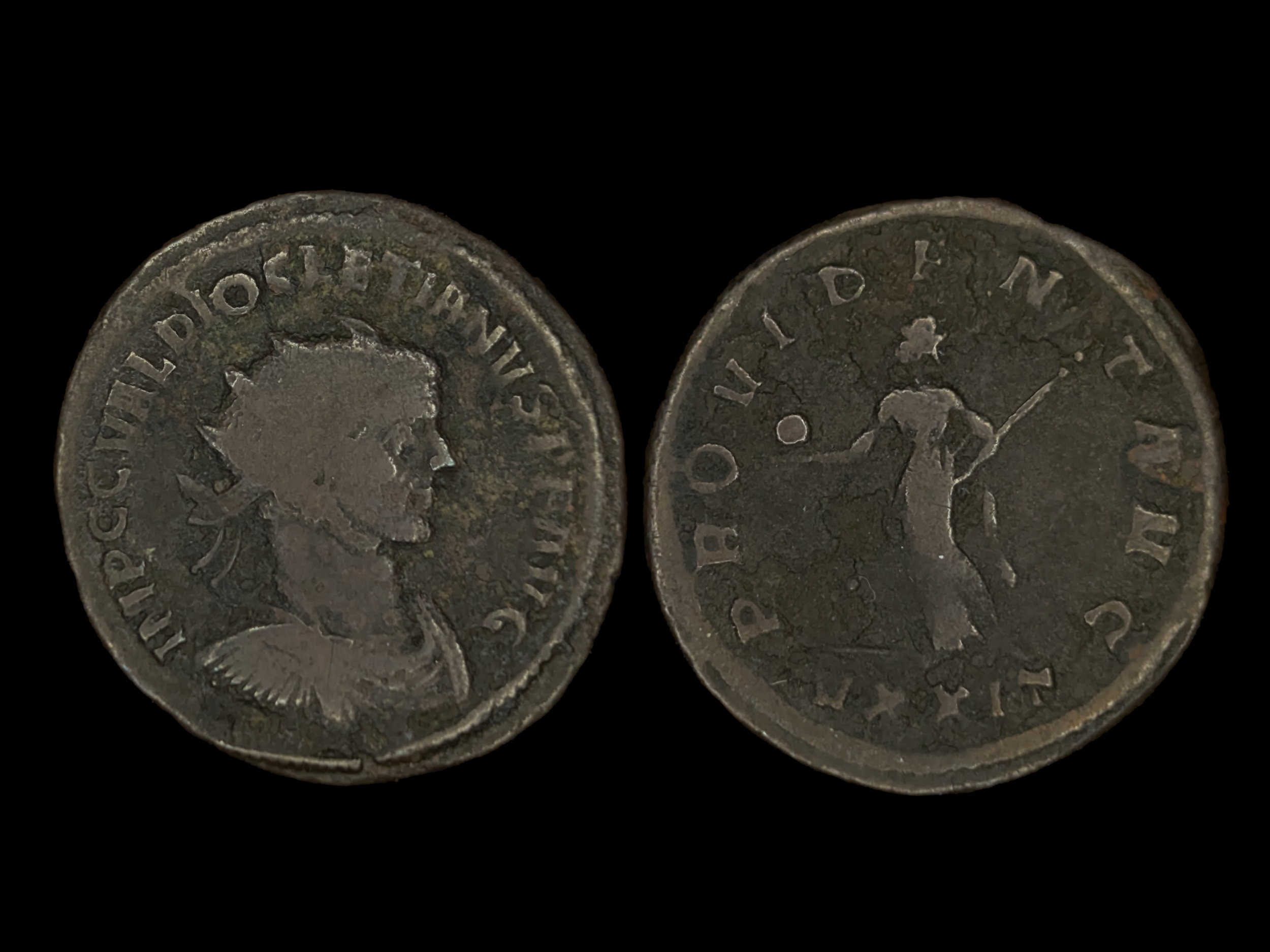 Diocletian AE Antoninianus VXXIT Providence left 285 AD - F