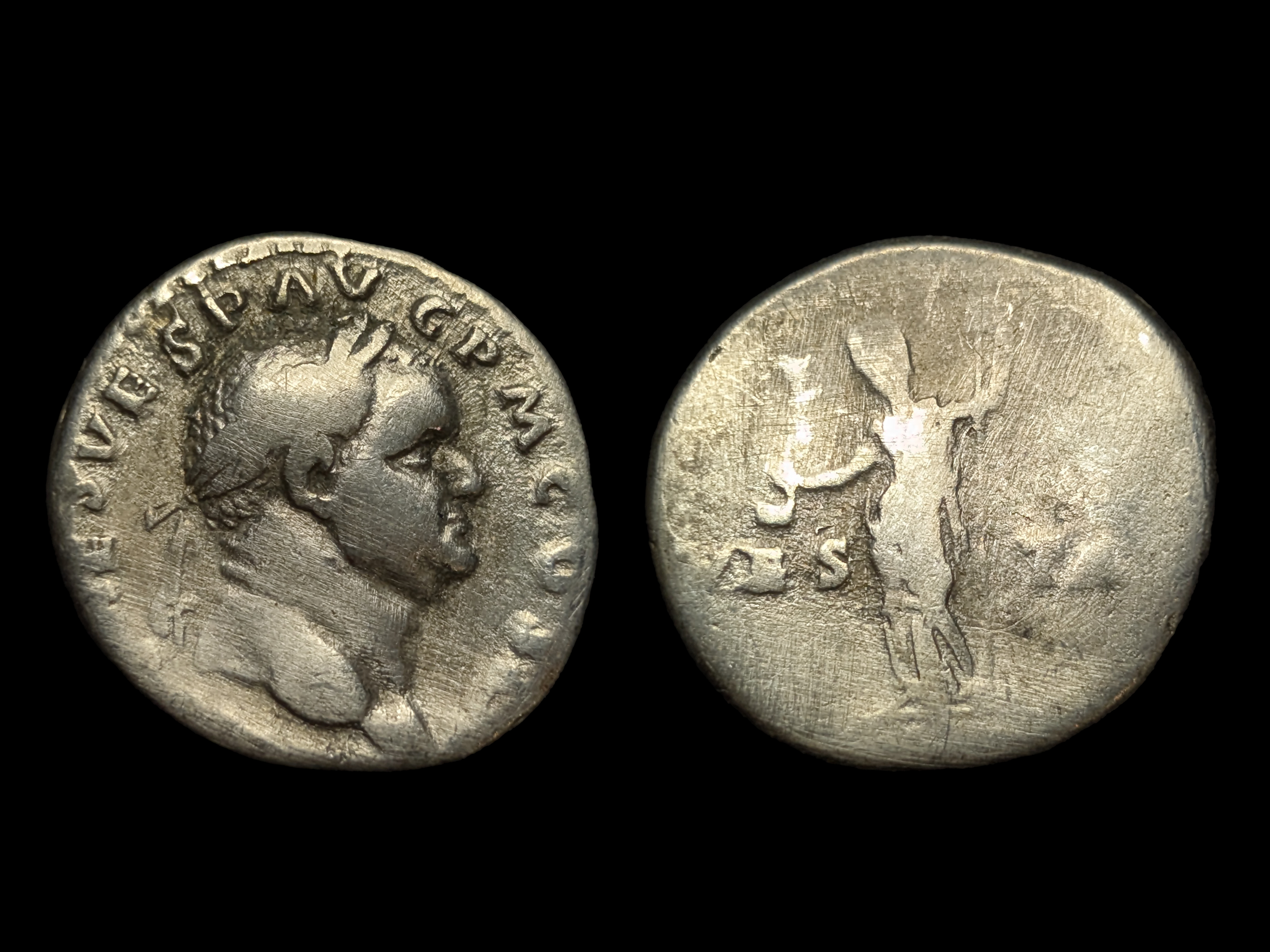 Vespasian AR Denarius VES-TA 69-79 AD - aF - Nice Portrait