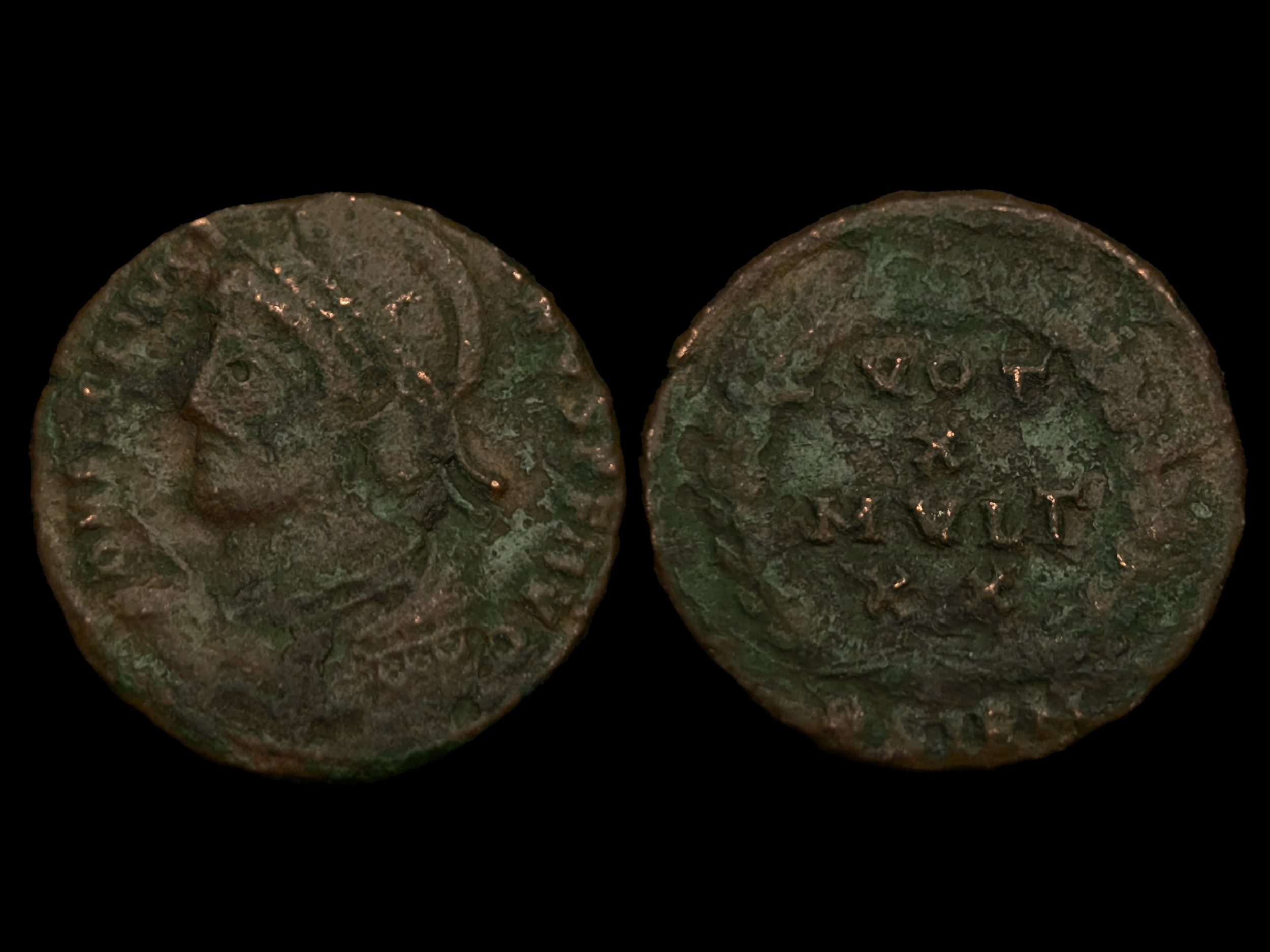 Julian II AE3 Sirmium VOT X MVLT XX mm. ASIRM 355-363 AD - VF