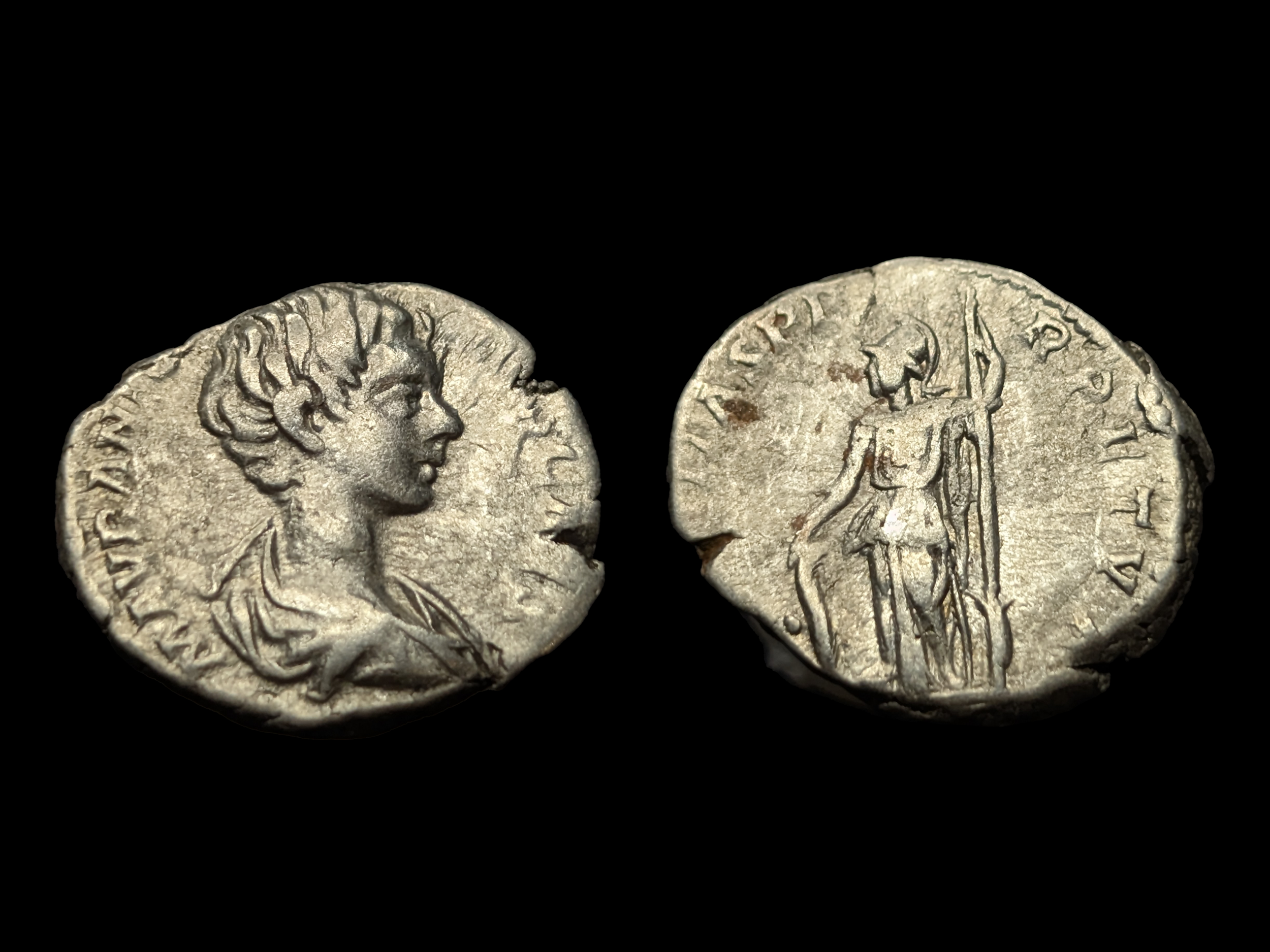 Caracalla AR Denarius Minerva Left Spear & Shield 196-197 AD - VF