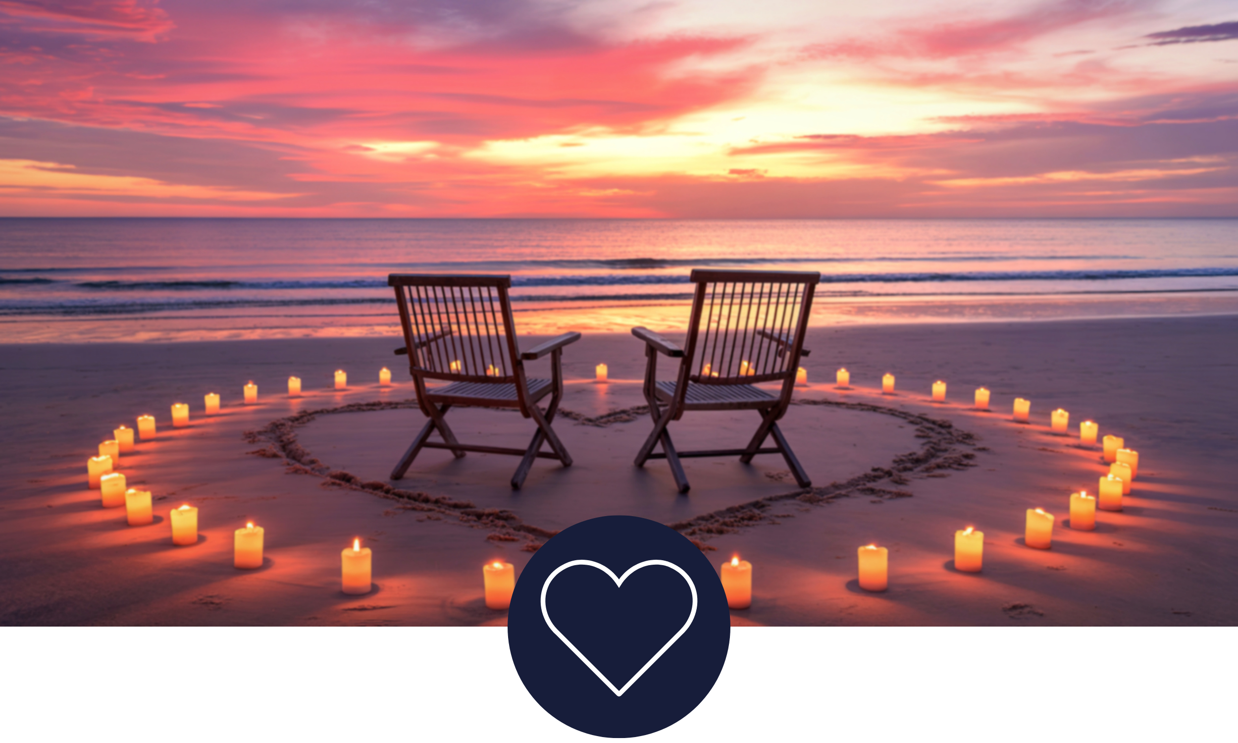 Romantic beach wedding or honeymoon setup at sunset planned by a destination travel specialist