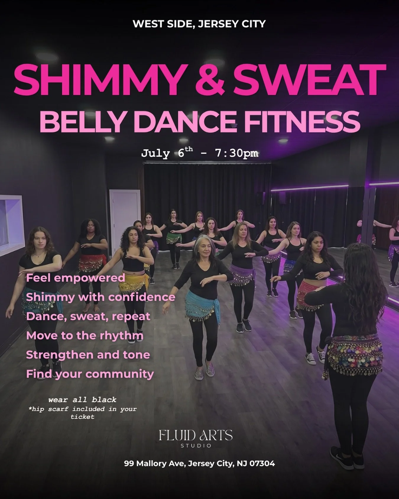 THE ULTIMATE GIRLS&rsquo; NIGHT DANCE WORKOUT IS HERE 😍💖

Join us for Shimmy &amp; Sweat: Belly Dance Fitness at Fluid Arts Studio! We&rsquo;re bringing together belly dance-inspired movement, fitness, confidence, and all the good vibes for one unf