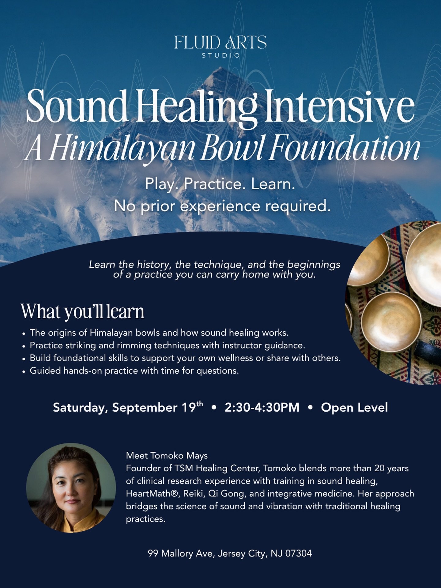 🎶 Sound Healing Intensive: A Himalayan Bowl Foundation 🏔️
Play. Practice. Learn. No prior experience required. ✨

Join us for a hands-on introduction to Himalayan singing bowls &mdash; where sound meets stillness. In this workshop you&rsquo;ll expl