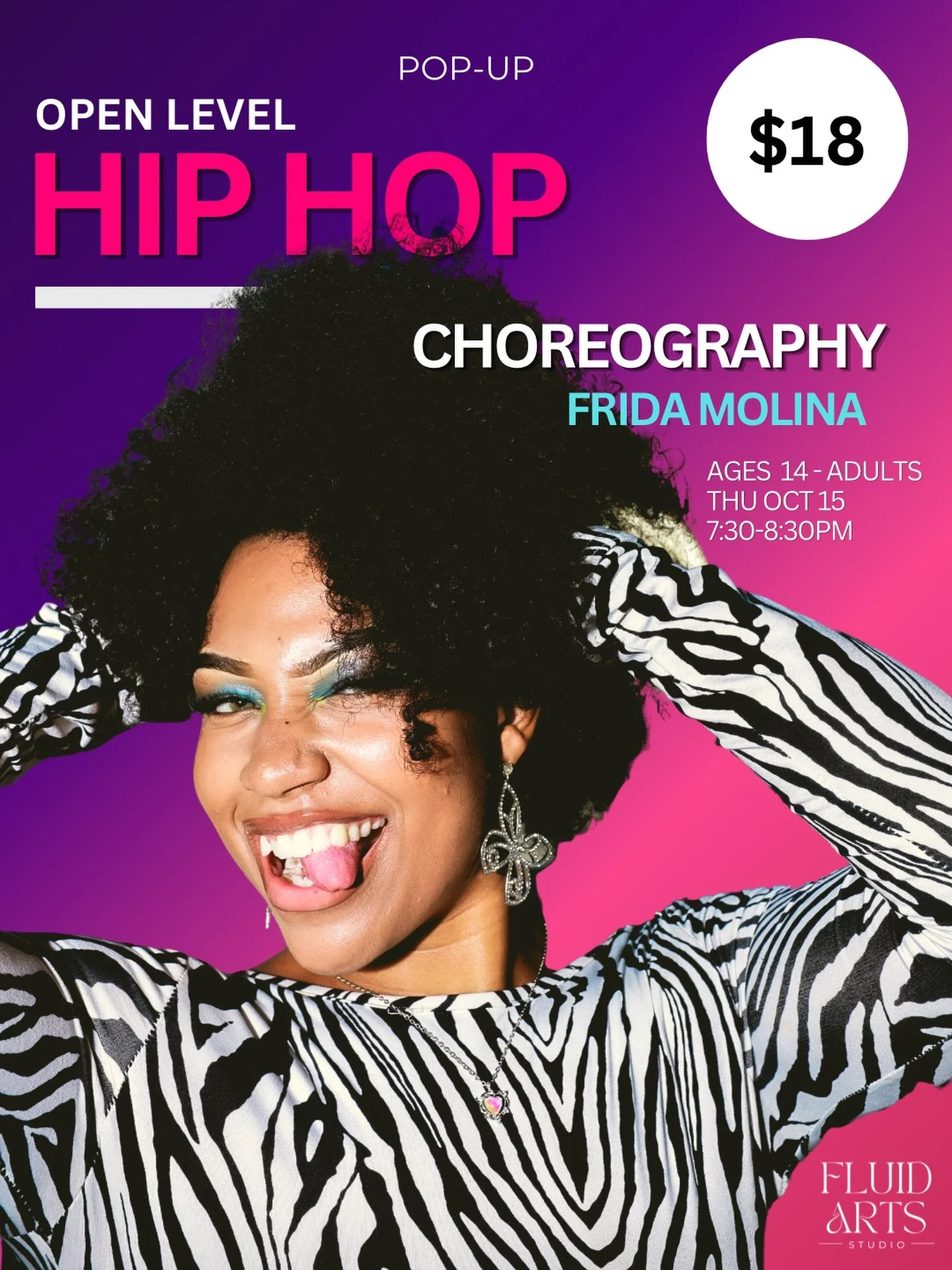 🔥 HIP HOP POP-UP WORKSHOP! 🔥

We&rsquo;re bringing some fresh energy to Fluid Arts Studio with an Open-Level Hip-Hop Choreography Pop-Up with @fridamolinaaaa 

✨Open Level | Ages 14&ndash;Adult
✨Parent drop-offs welcome!
📍 Fluid Arts Studio | 99 M