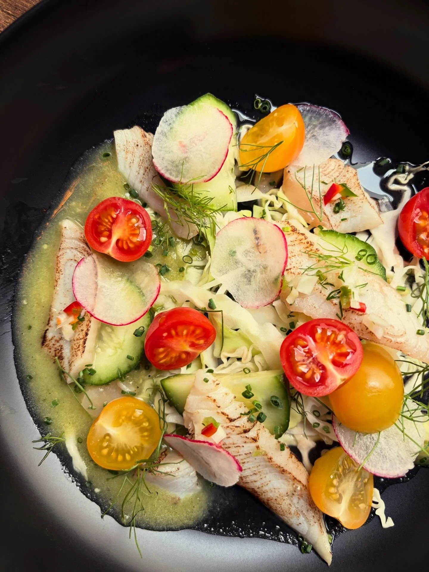 On offer for this weekend 1st- is a hoisin marinated golden eagle black cod- lightly torched with a blood orange aqua chile 2nd sake butter poached dover sole- potato gnocchi- wonton, mushrooms, piquillo peppers and bacon and we finally have a desser