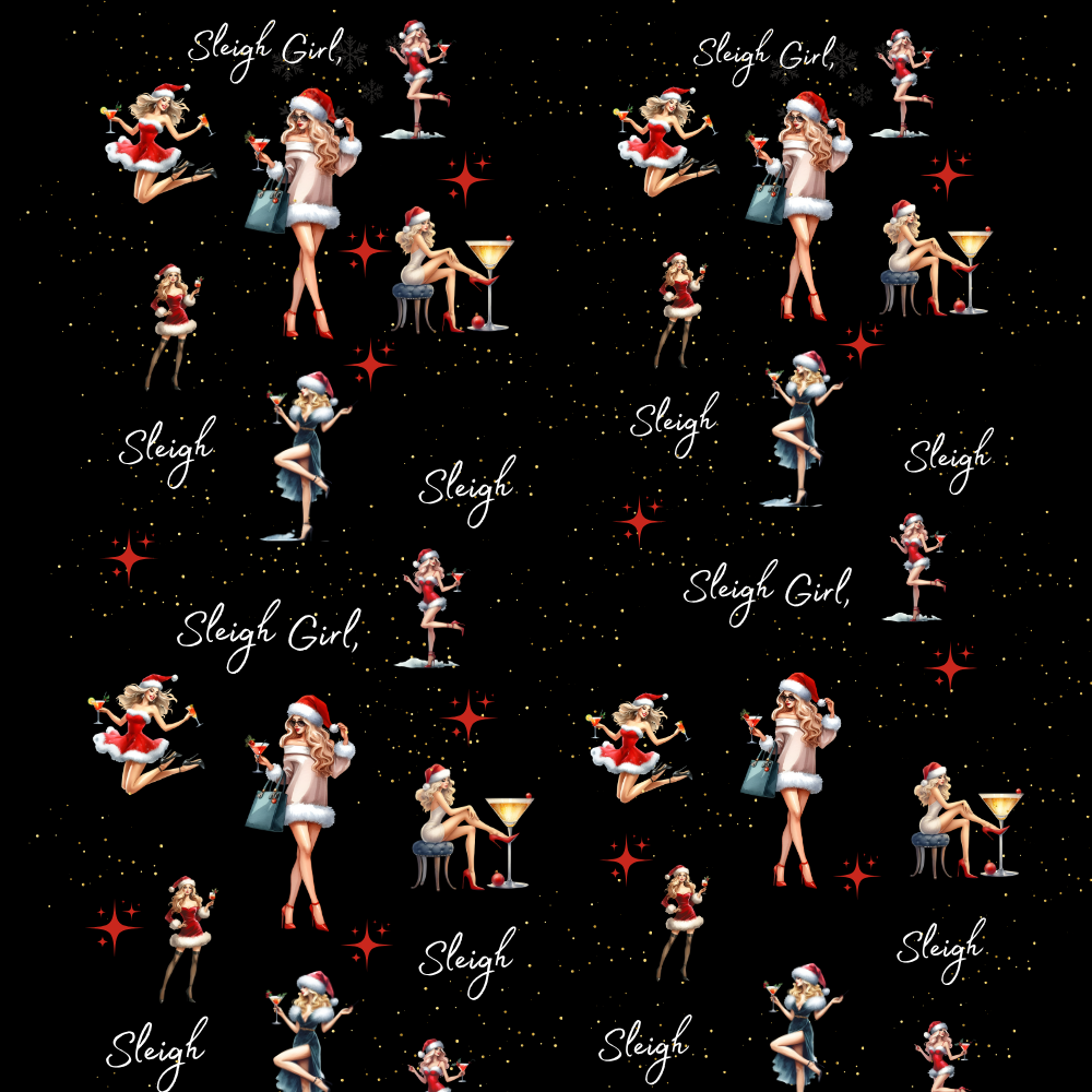 Vintage Pinup 'Sleigh Girl' Wrapping Paper — Retro Christmas Gift Wrap