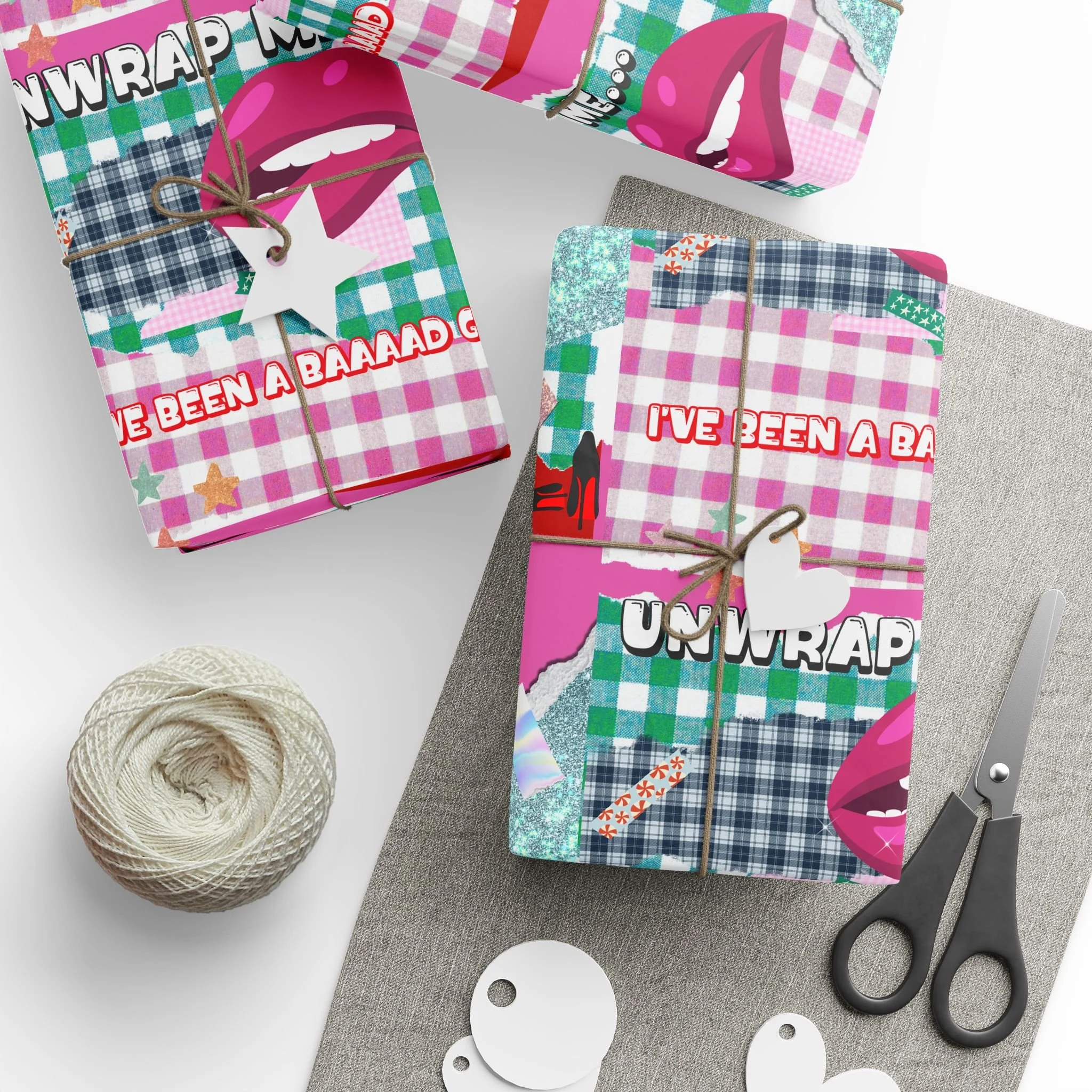 Fun, Vibrant and Naughty Wrapping Paper  'Unwrap Me' Pop Art Lip Pattern