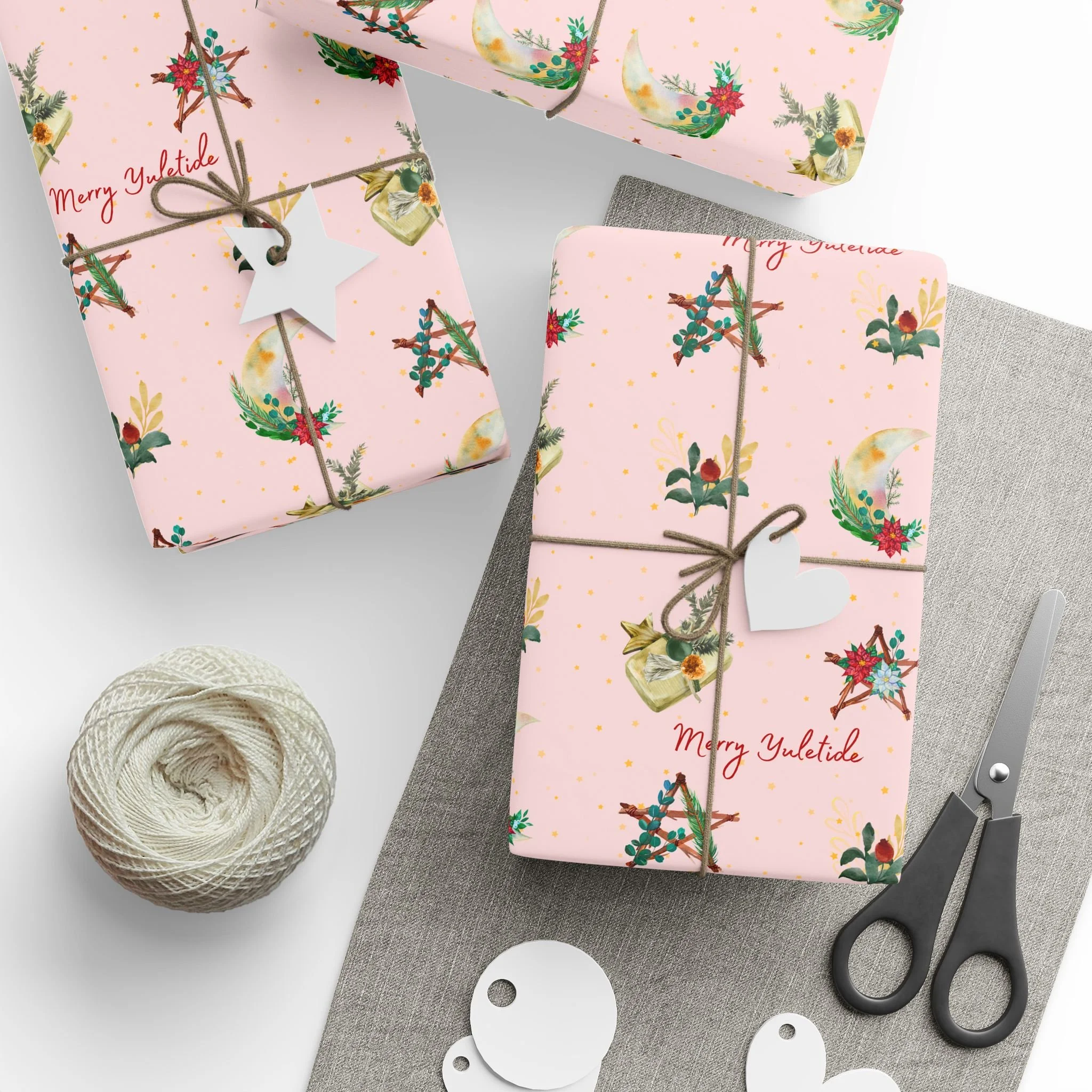 Yuletide for the Goddess in Your Life_Wrapping Paper – Soft Pink Holiday Gift Wrap