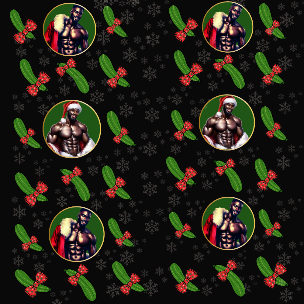 Christmas Sexy Muscled Santa Wrapping Paper — Santa’s been working on his core… and his garden.