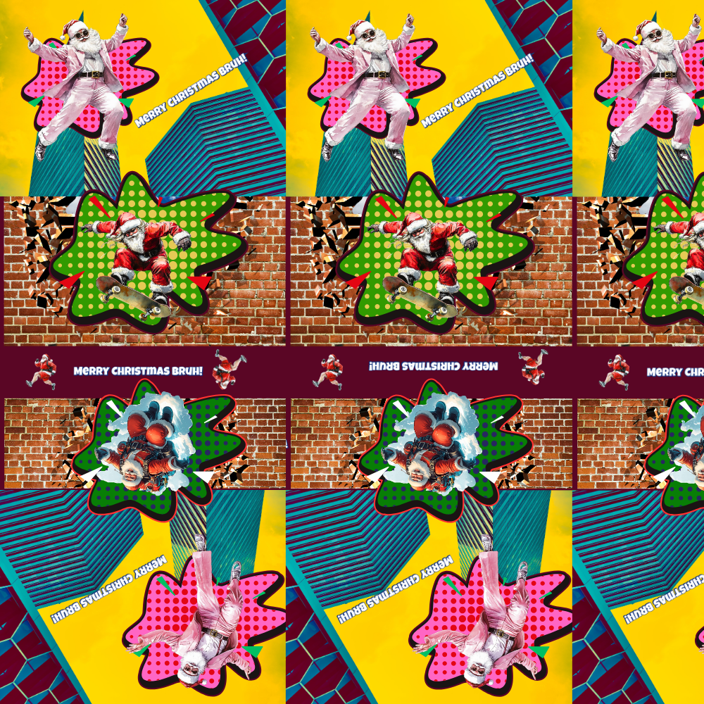 Holiday Pop Art Wrapping Paper Roll — 'Merry Christmas Bruh' Urban Comic Design