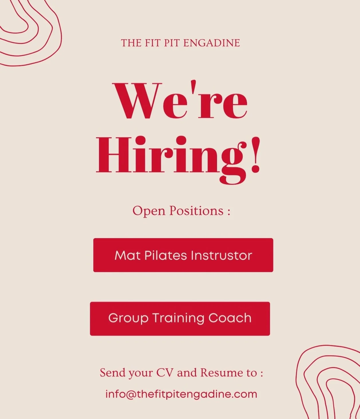 The Fit Pit is officially expanding and we&rsquo;re locking in  coaches to be part of our founding launch team.

We&rsquo;re recruiting:
- Mat Pilates Instructor
-  Group Trainer

We want confident, high-energy coaches with strong presence, professio