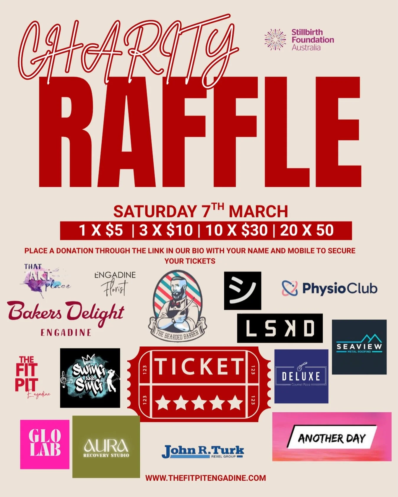 Can&rsquo;t make it to our charity event but still want to make a difference? We&rsquo;re raising funds for the Stillbirth Foundation Australia and we would LOVE your support.

For every donation, you&rsquo;ll receive raffle tickets allocated to your