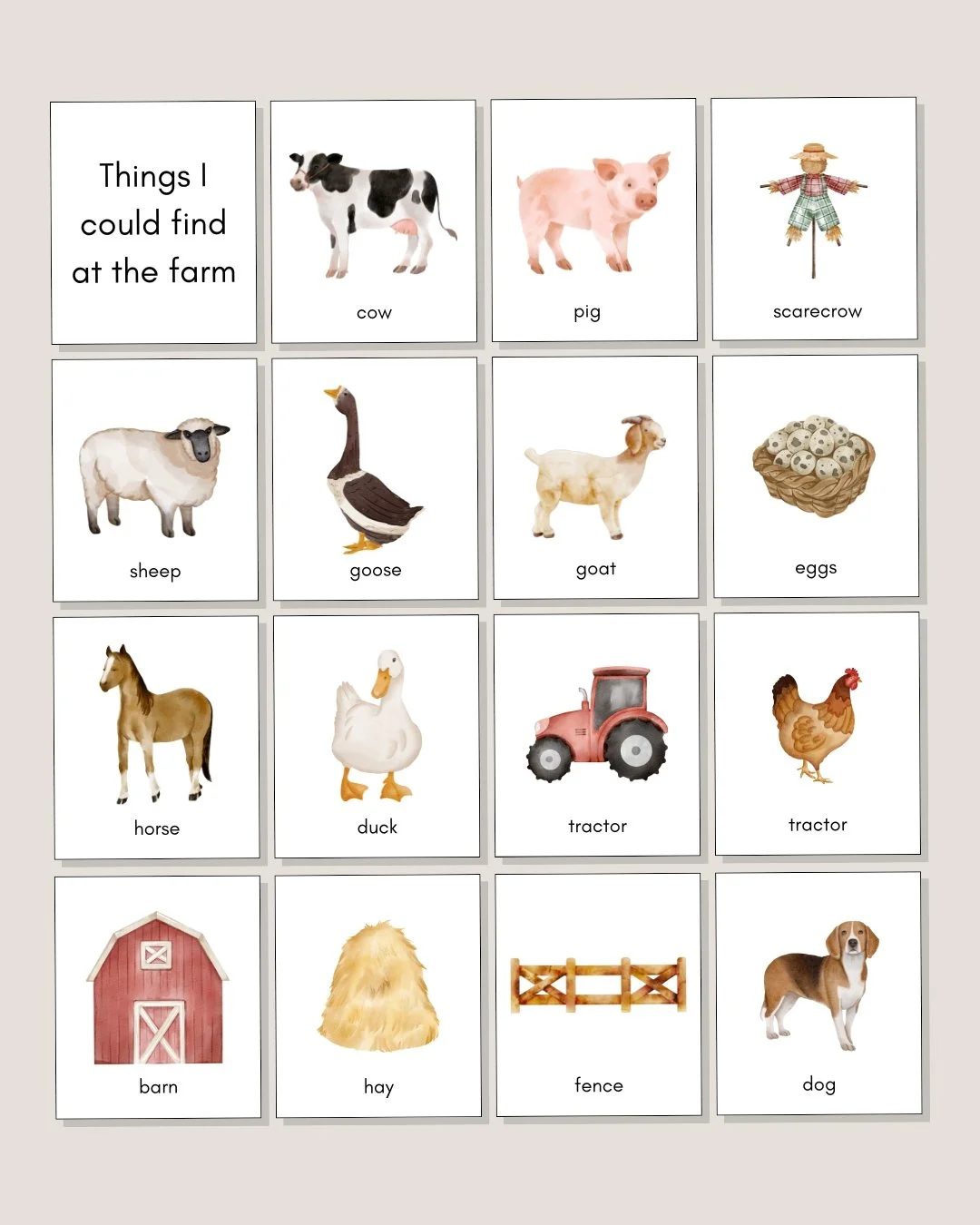 At the Farm Flashcards