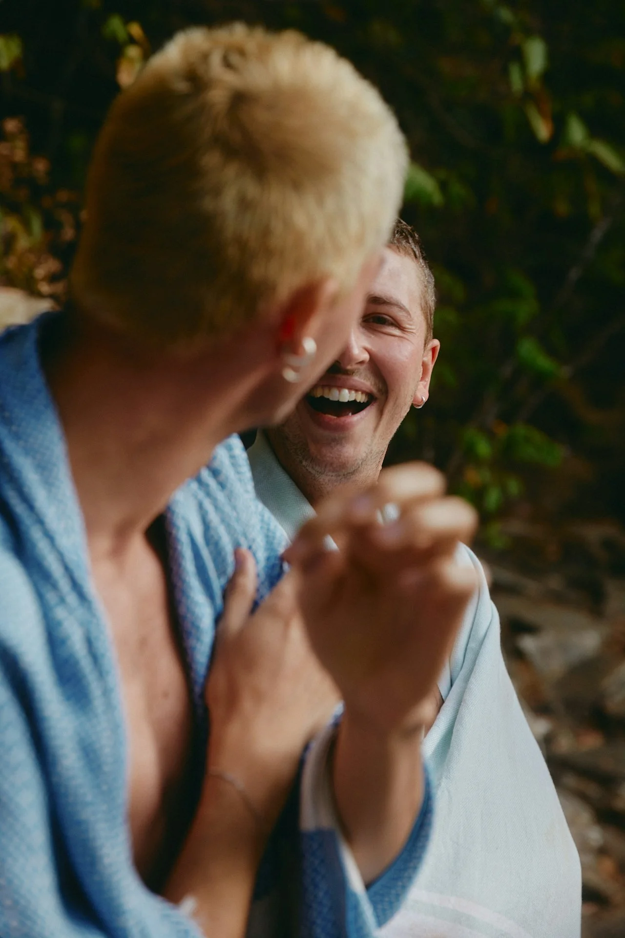 Occupational therapist meeting with client at home for palliative care assessment