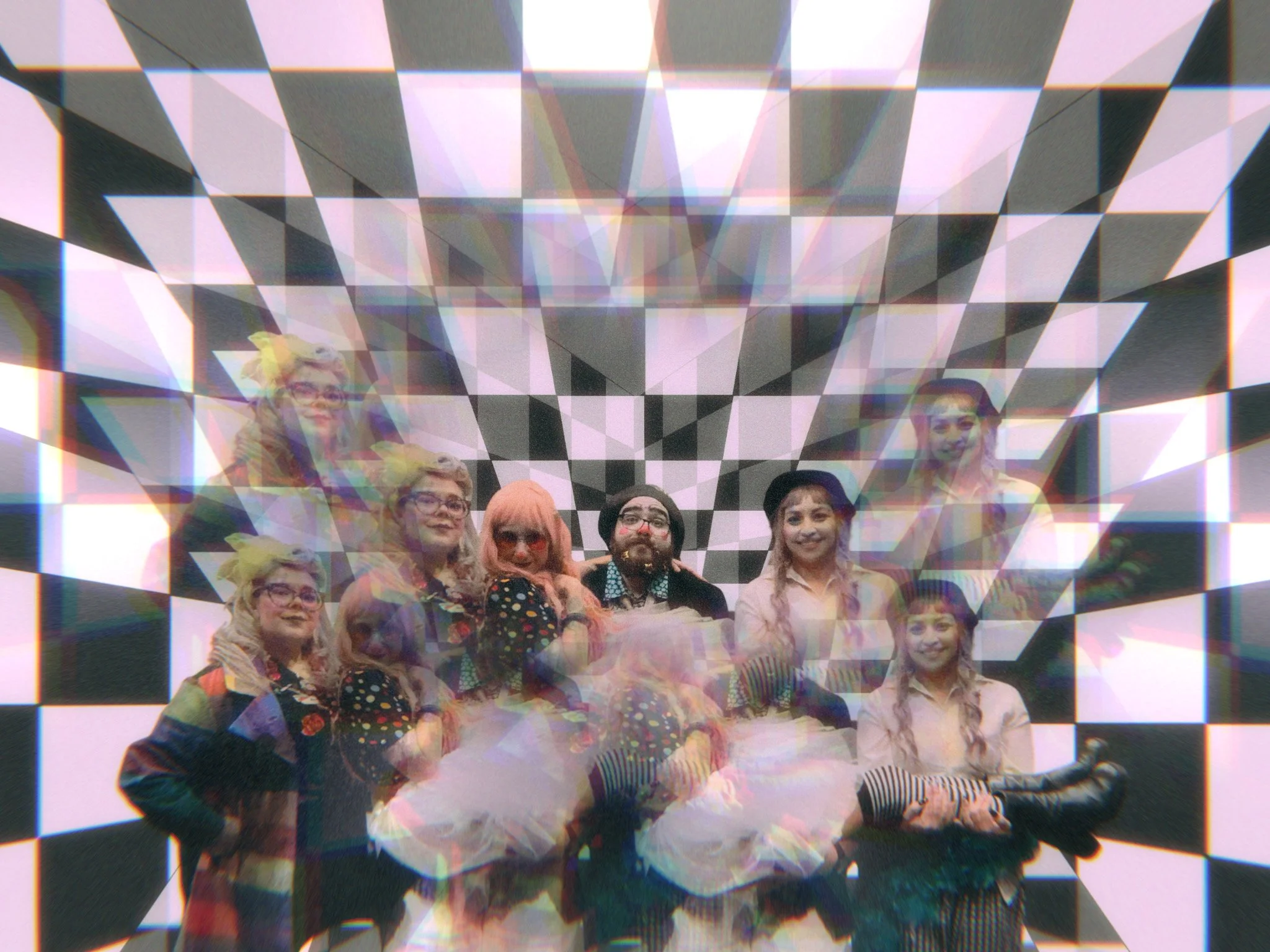 Prism Photo of the four founding members, in their true forms, clowns.