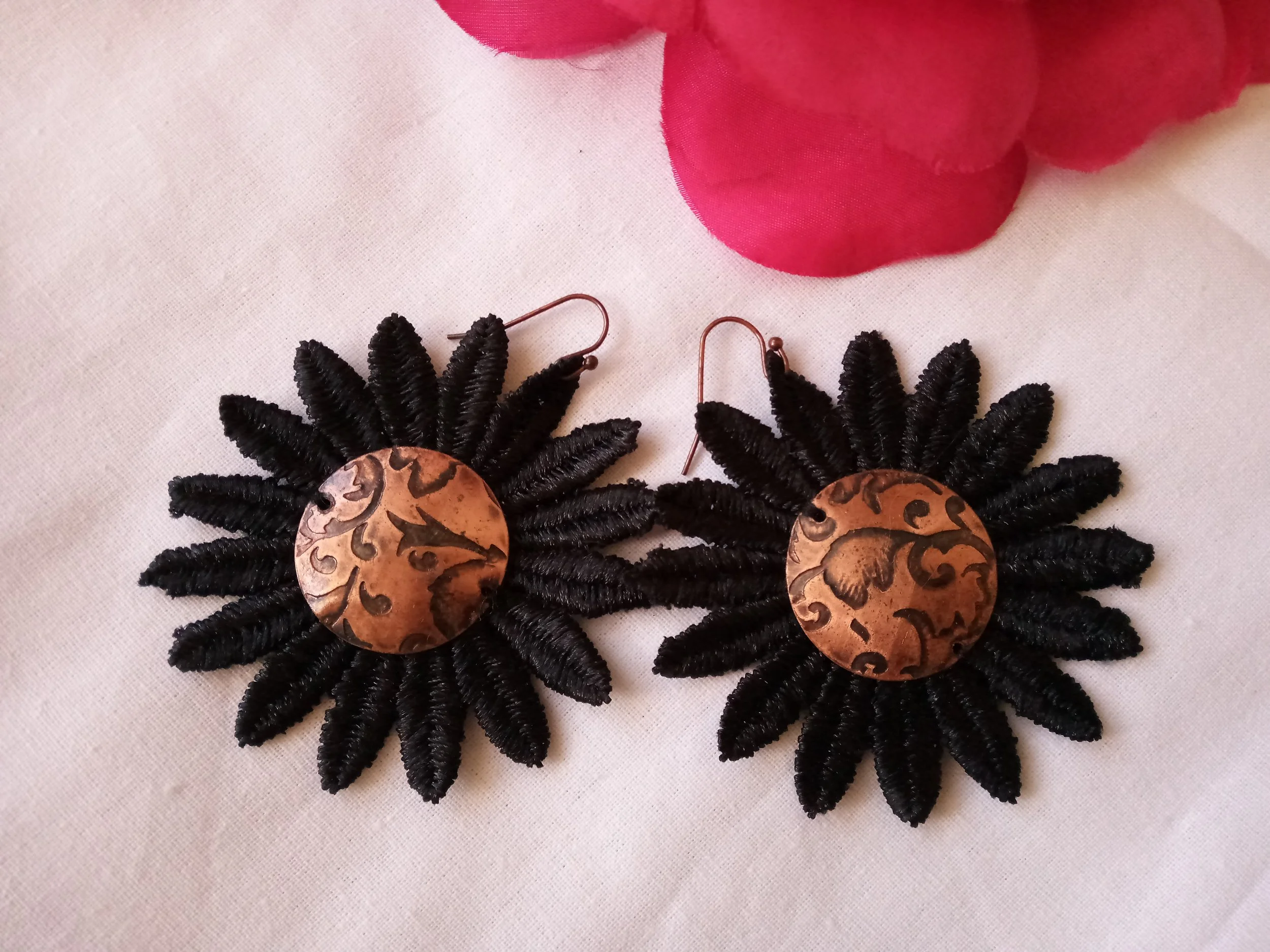 Copper Floral Earrings