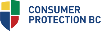 Logo of Consumer Protection BC with a shield divided into four colored sections (yellow, green, blue, red) and the organization's name beside it.