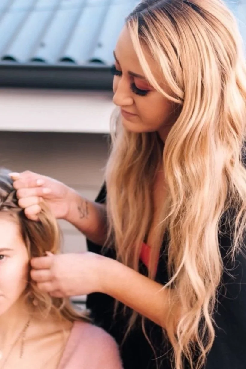 Meikayla styling a lived‑in blonde client in Ponsonby salon